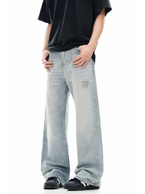 VIBE American retro washed blue ripped loose jeans for men Size US 32 / EU 48 - 6 Thumbnail