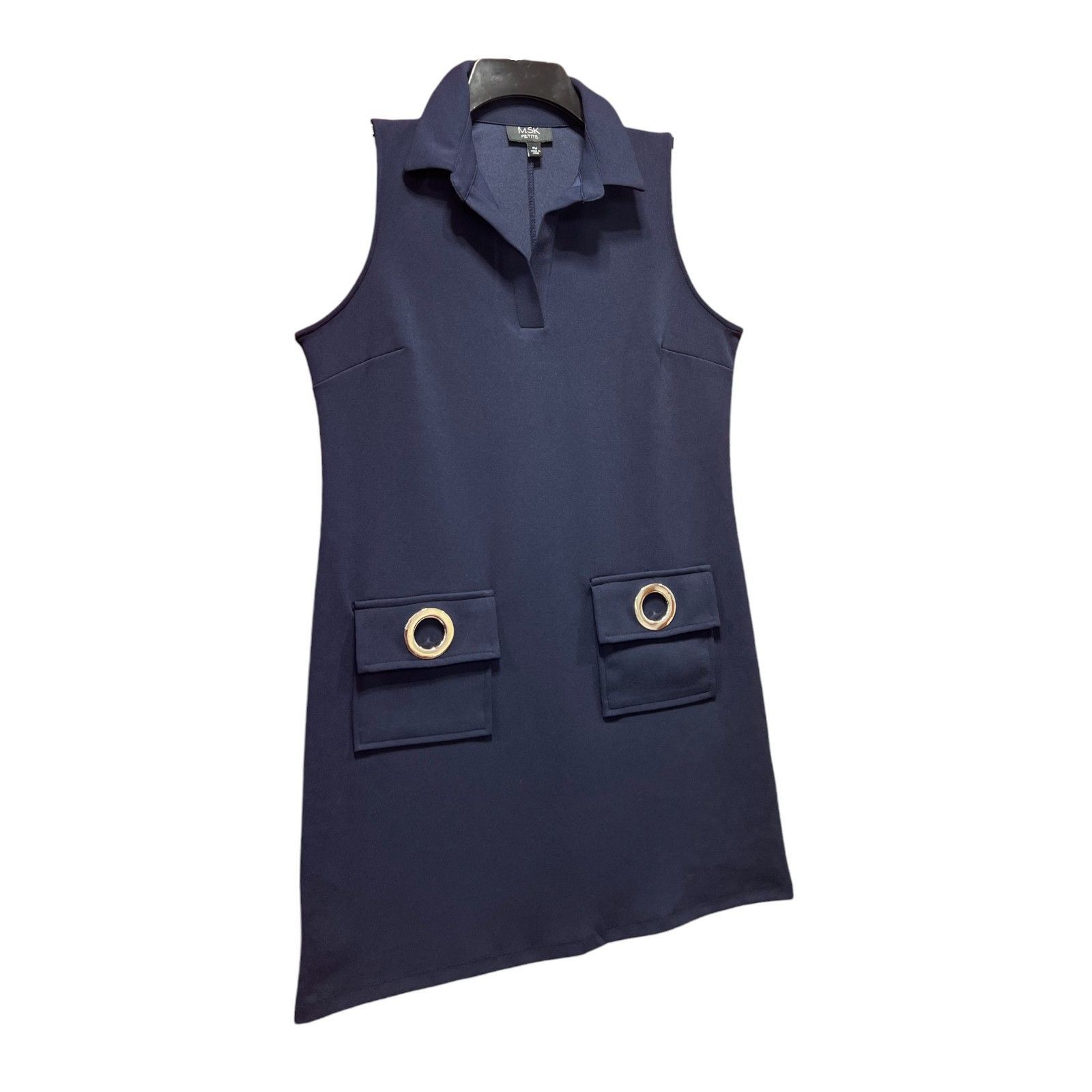 Other MSK - Women's Sleeveless Shift Dress Petite - Navy Blue - Pe Size M / US 6-8 / IT 42-44 - 18 Thumbnail