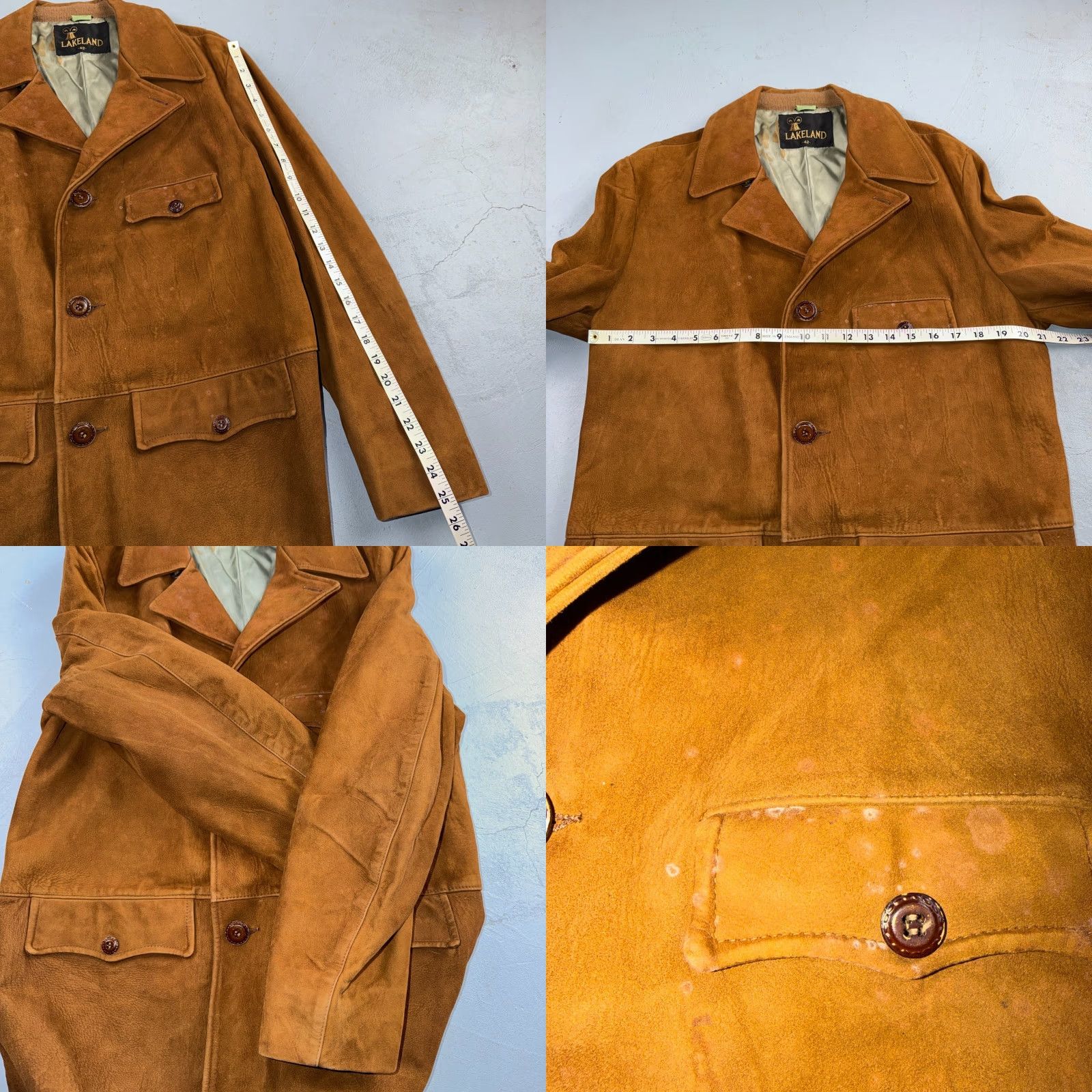 Vintage VINTAGE Lakeland Leather Western Suede Brown Jacket Chore Coat Size 42 Mens Regular Leather Lined Pockets Brown USA Retro 42 Mens Size US XS / EU 42 / 0 - 8 Thumbnail