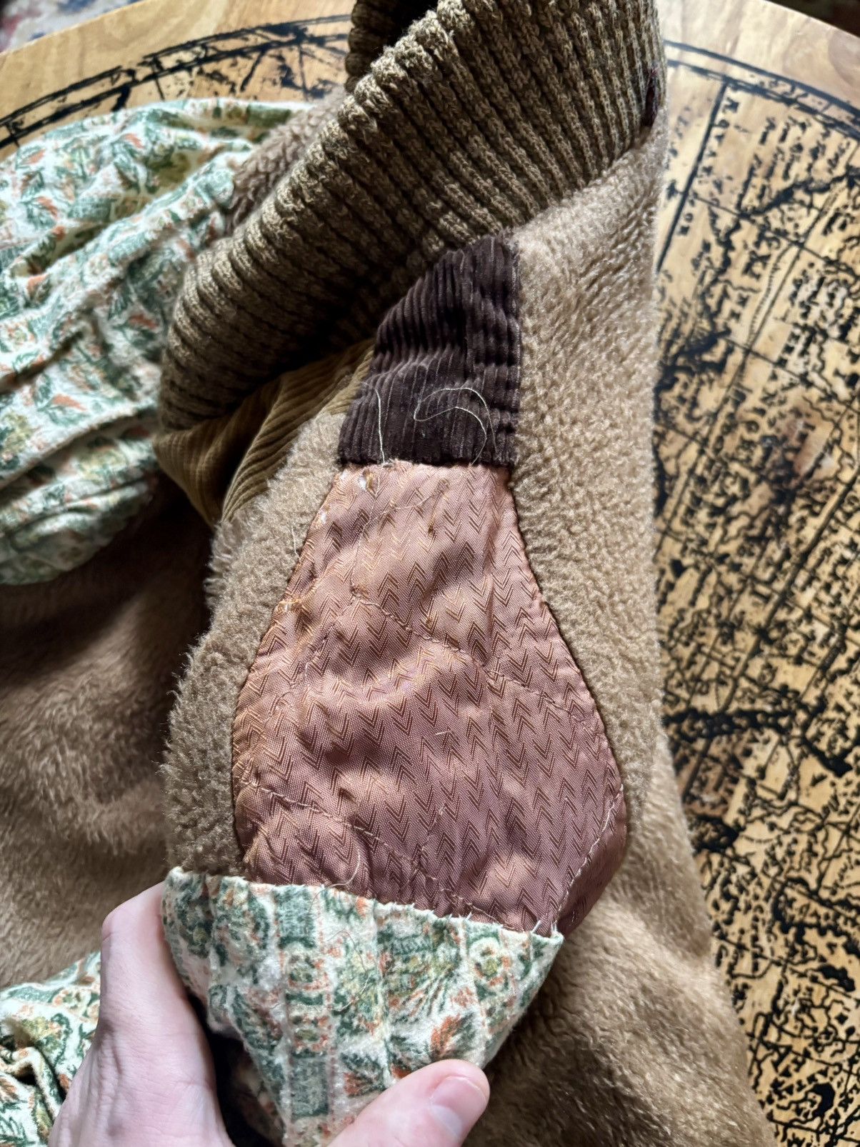 Vintage 1940s Town & Country Patchwork Corduroy Sherpa Lined Jacket Size US L / EU 52-54 / 3 - 8 Thumbnail