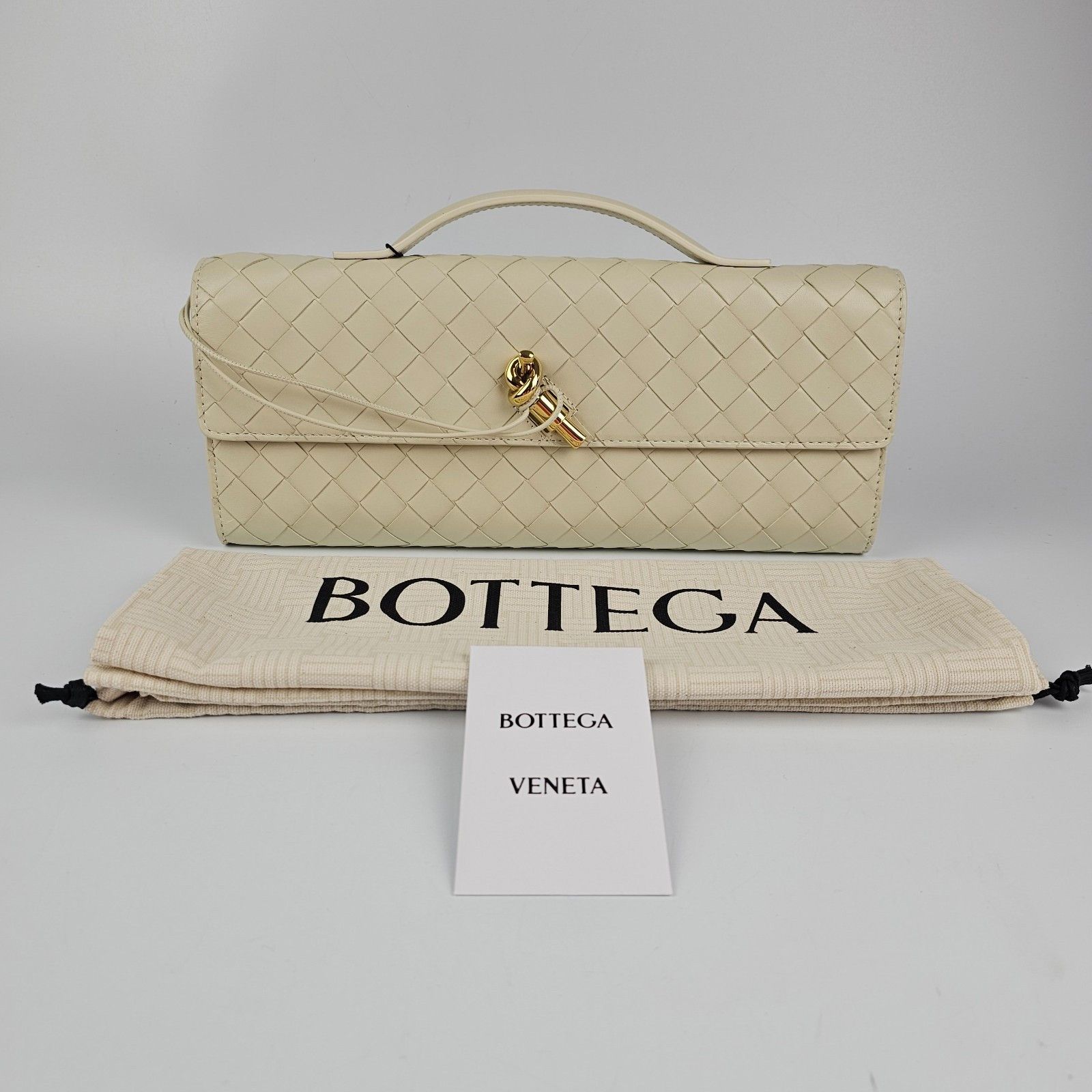 Bottega Veneta BOTTEGA VENETA $3500 Andiamo Sea Salt Top Handle Clutch New Size ONE SIZE - 1 Thumbnail