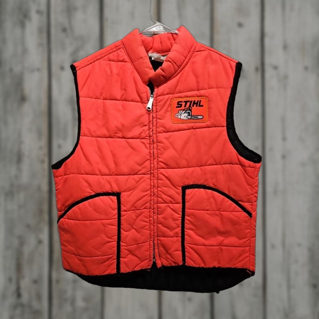 Lumberjack VINTAGE Stihl Chainsaw Logging Lumberjack Orange Vest Mens Large Size US L / EU 52-54 / 3 - 1 Thumbnail