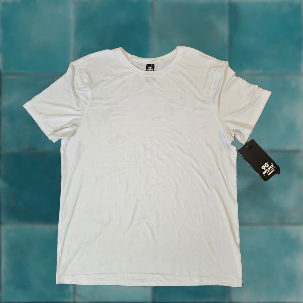 Vintage 90 Degree By Reflex Men's White T-shirt Tee L Short Sleeve Crew Neck Solid Breathable Easy Care Regular Fit NWT Size US L / EU 52-54 / 3 - 1 Thumbnail