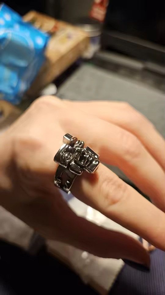 Jewelry Human Face Pattern Adjustable Ring Size ONE SIZE - 8 Thumbnail