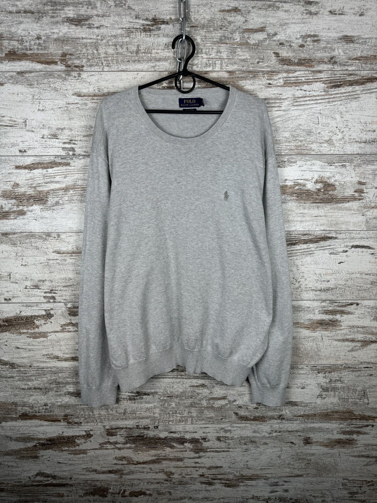 Polo Ralph Lauren × Vintage Mens Vintage Polo Ralph Lauren sweater grey luxury knitwear Size US XXL / EU 58 / 5 - 1 Thumbnail