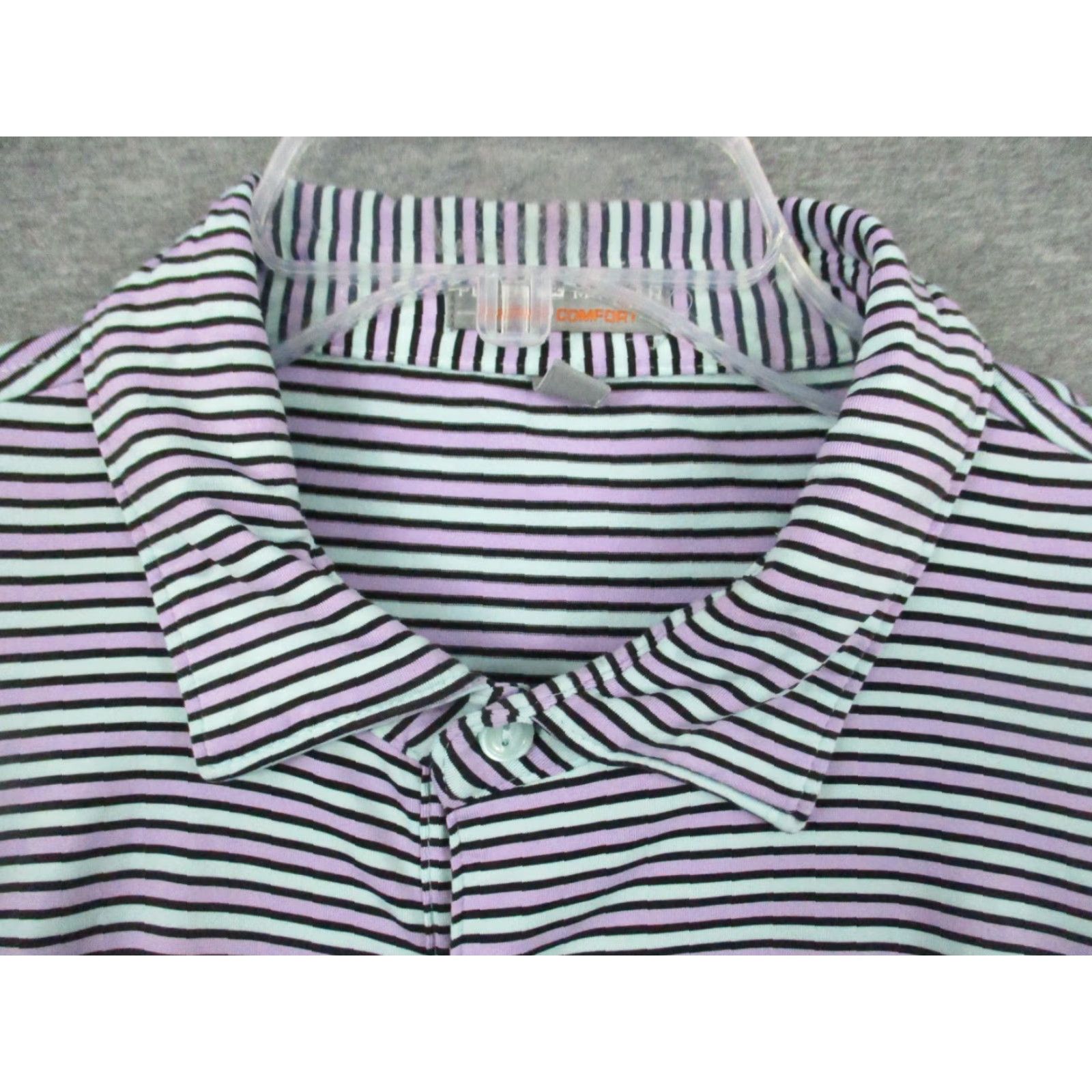 Peter Millar Peter Millar Summer Comfort Shirt Polo Golf Stretch Large Black Purple Stripe Mens Shirt Regular 44 Multicolor Logo Button Size US L / EU 52-54 / 3 - 2 Thumbnail