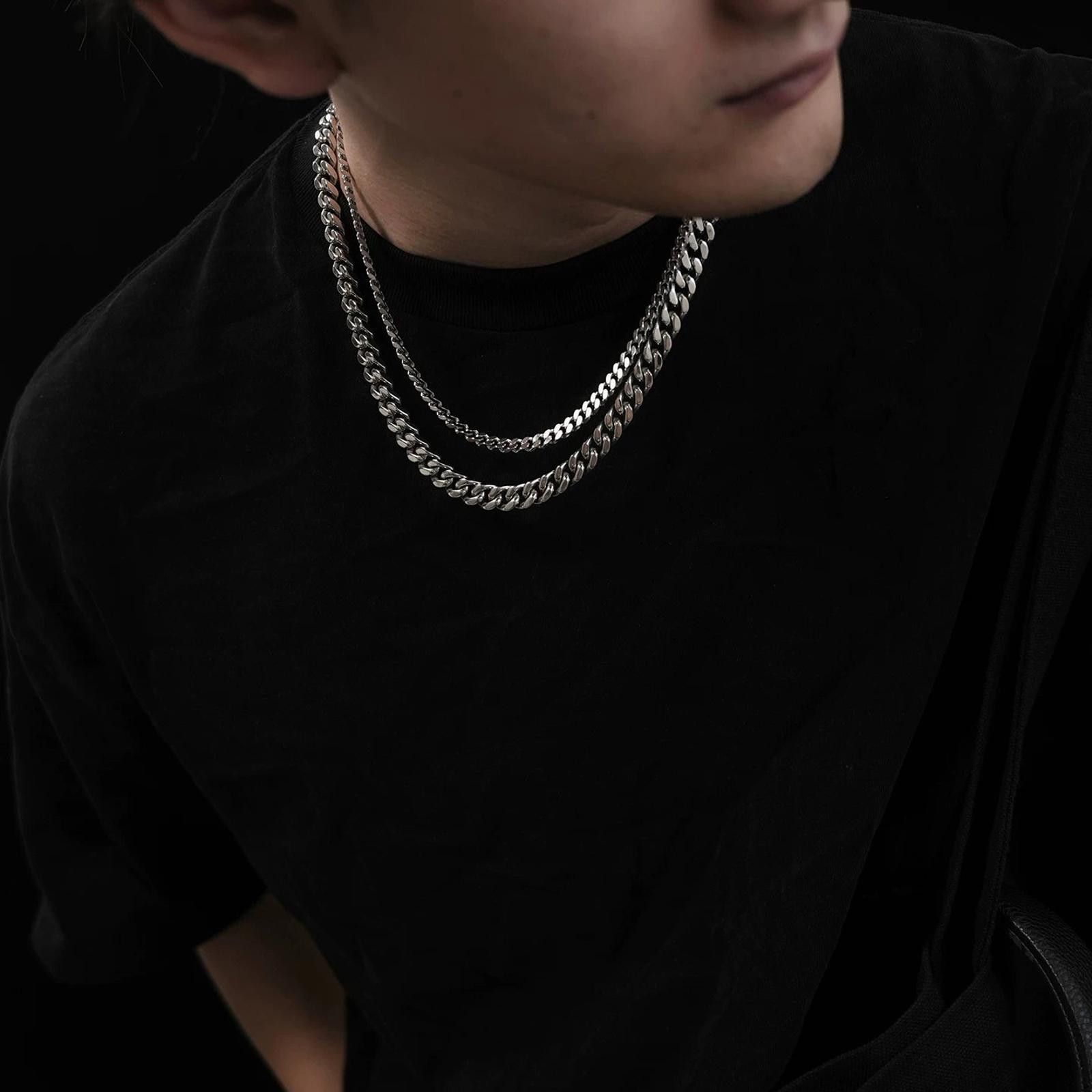 Jewelry Silver Cuban Chain Necklace | Metal Chain Size ONE SIZE - 3 Thumbnail