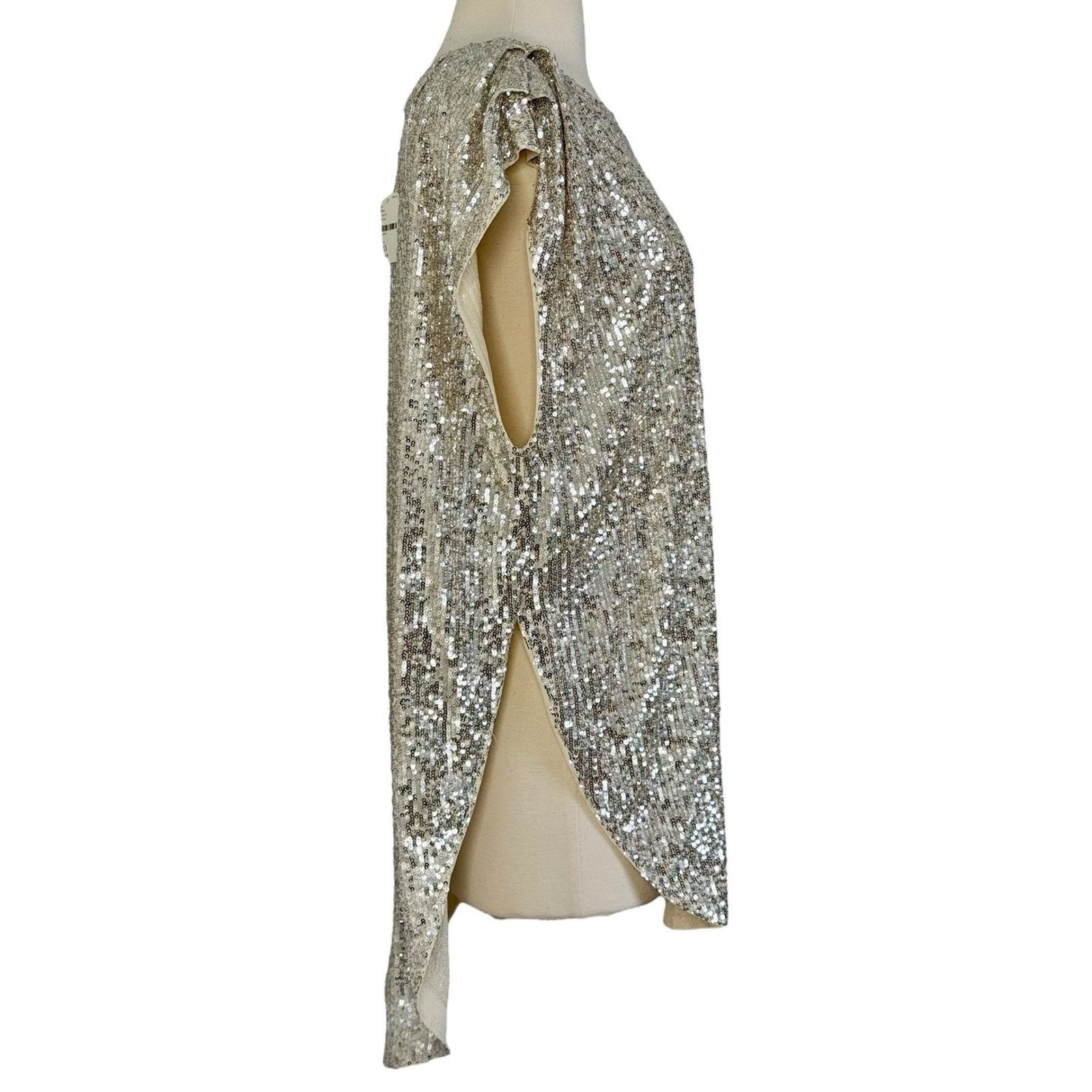 Free People FREE PEOPLE Shine Time Live Gold Silver Sequin Tunic Size XS Size XS / US 0-2 / IT 36-38 - 8 Thumbnail