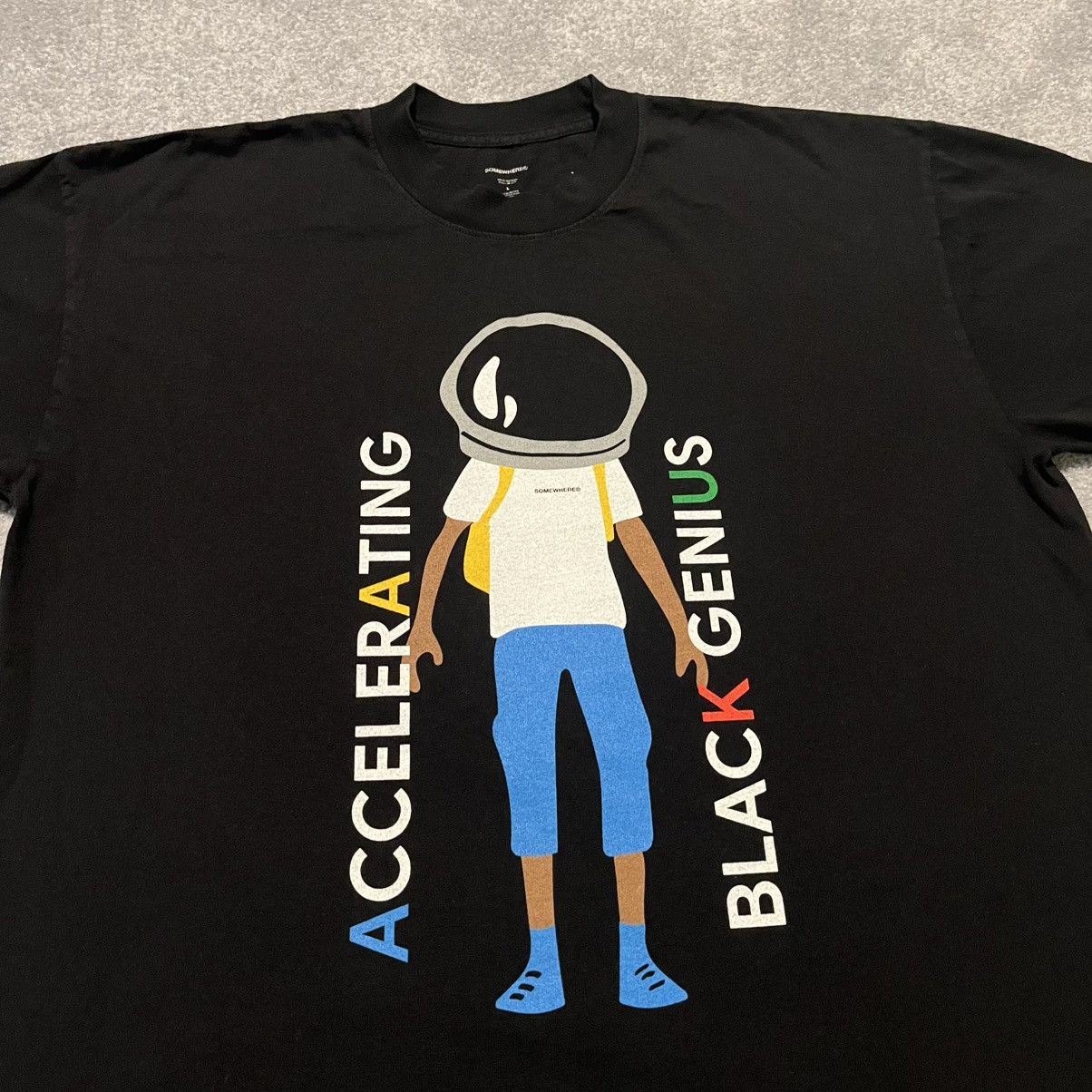 Vintage Somewhere Brand USA Accelerating Black Genius Google T Shirt Size US L / EU 52-54 / 3 - 2 Thumbnail