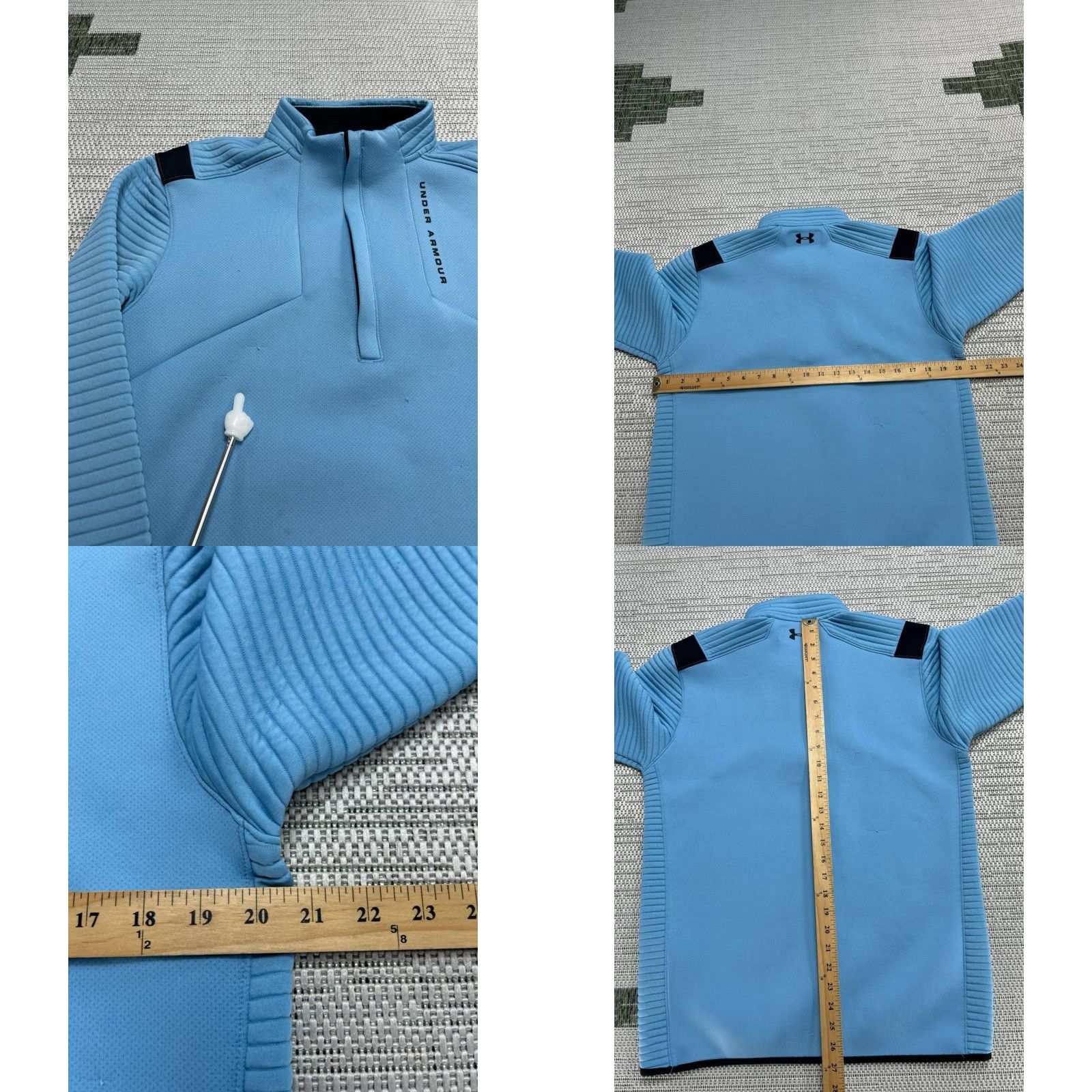 Under Armour Under Armour ColdGear Sweater Mens M Blue 1/4 Zip Pullover Running Winter Navy/Blue (Adult Medium) Size US M / EU 48-50 / 2 - 8 Thumbnail