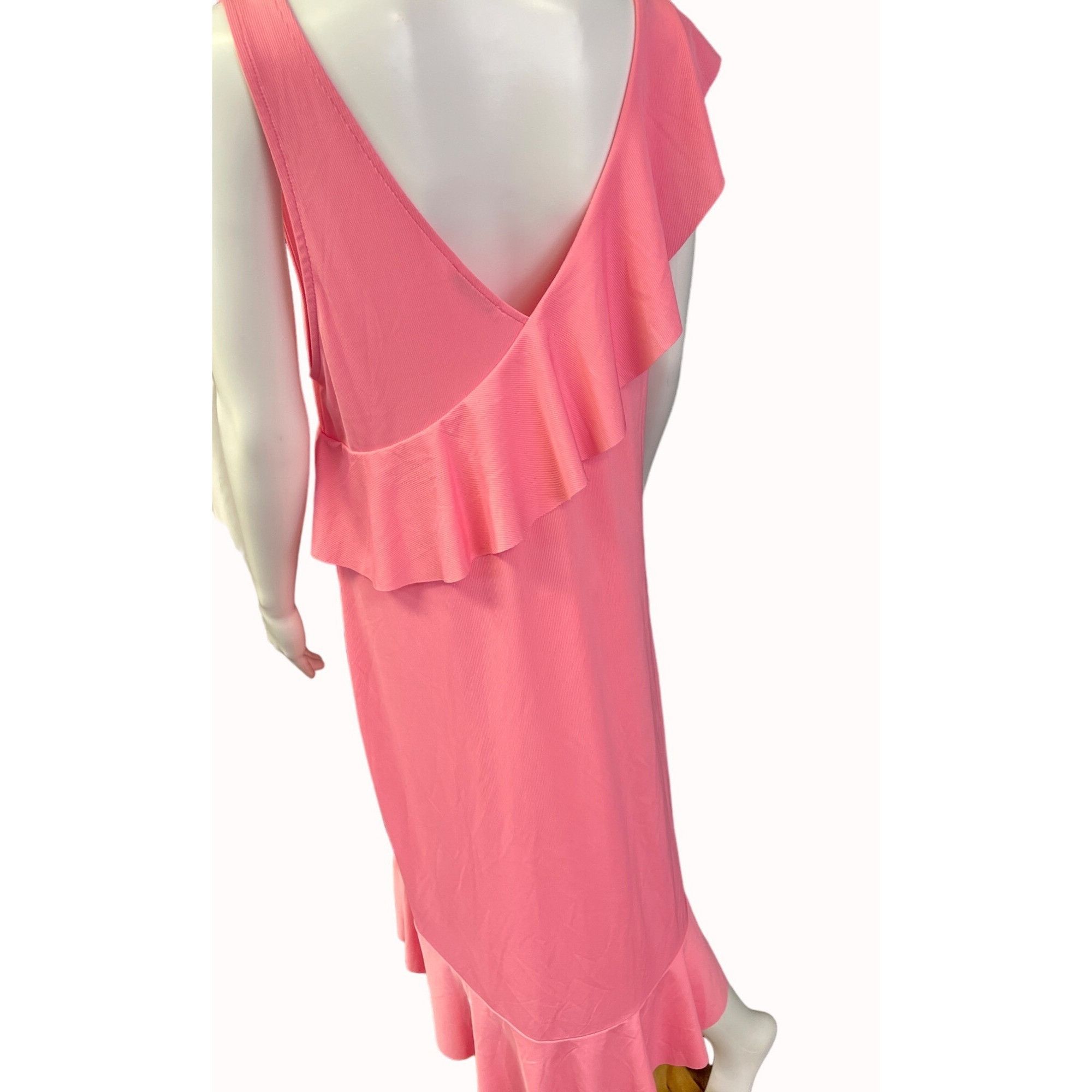 Zara Zara Women's Pink One Ruffle Shoulder/ High low Dress Size L Size L / US 10 / IT 46 - 3 Thumbnail