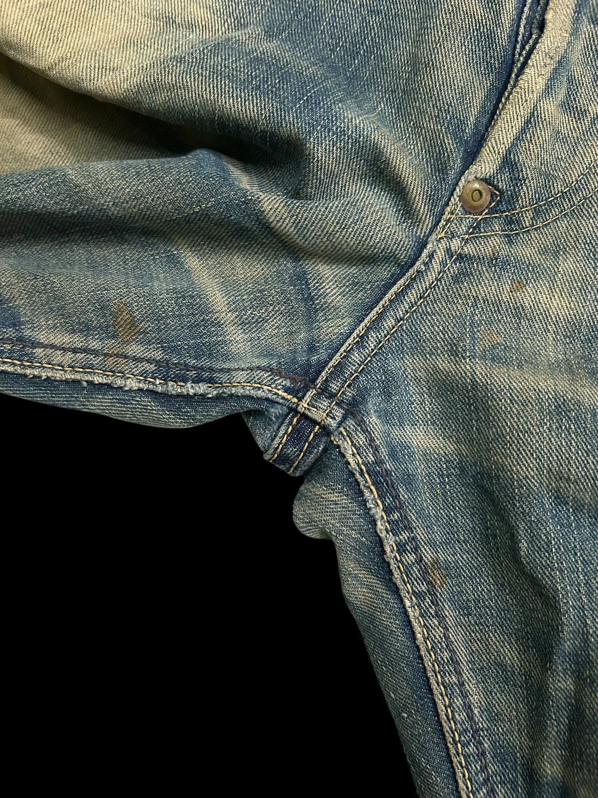 Japanese Brand × Kapital × Vintage Vintage Lee Cowboy Selvedge Distressed Short Denim Jeans Size US 32 / EU 48 - 7 Thumbnail