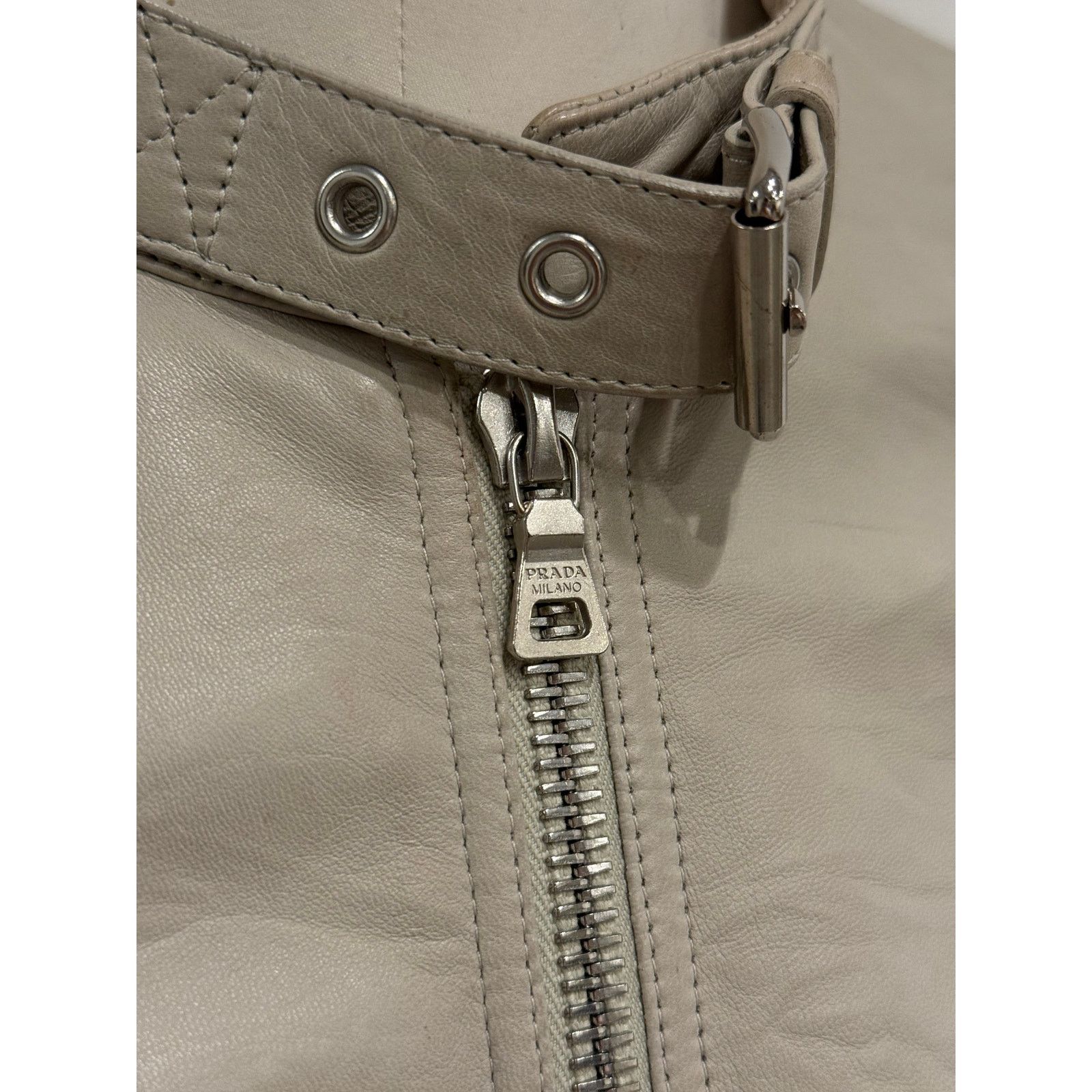 Prada Prada zipped moto leather jacket Size L / US 10 / IT 46 - 3 Thumbnail