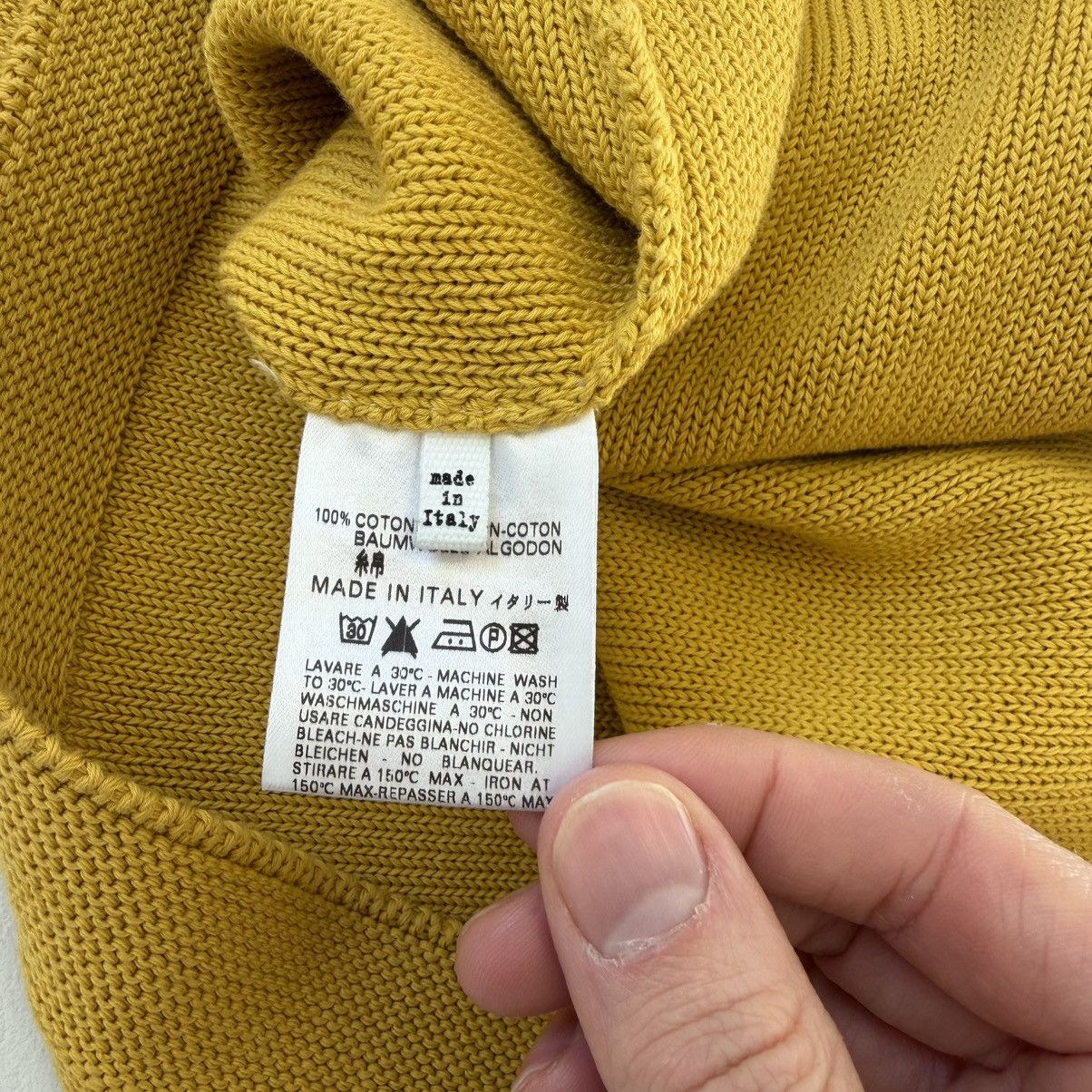 Maison Margiela Sample Mustard Cotton Textured Knit Sweater Size US M / EU 48-50 / 2 - 12 Thumbnail