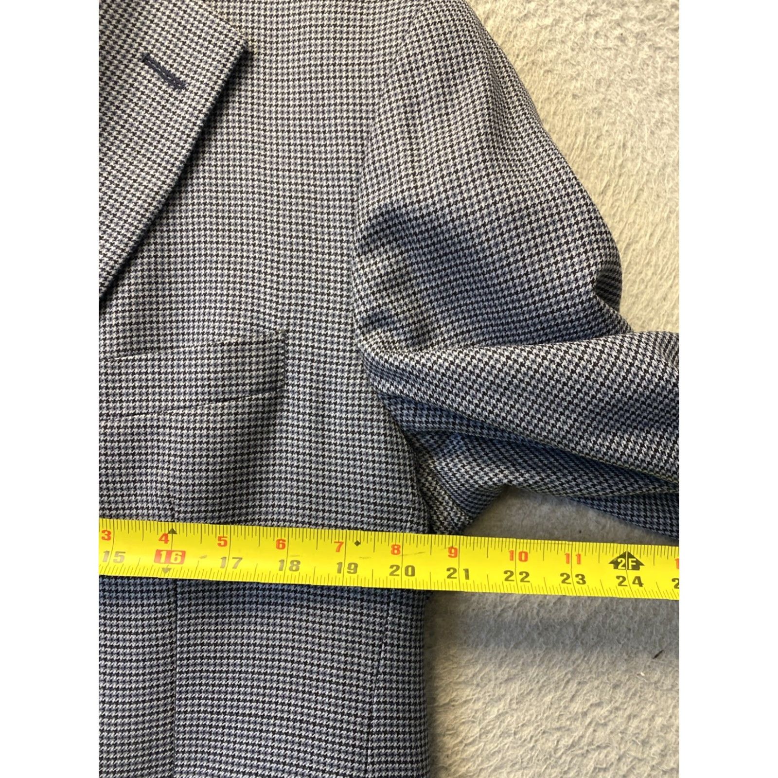 Brooks Brothers BROOKS BROTHERS Blue Houndstooth Wool Tuxedo Suit Jacket Size 42R - Formal Mens Size 42R - 5 Thumbnail