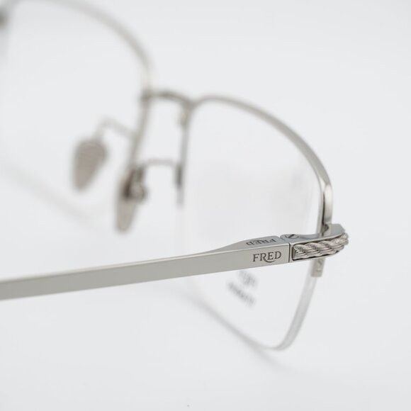 FRED Fred FG50024U 016 Eyeglasses Palladium 55mm Rectangle Frame Size ONE SIZE - 4 Thumbnail