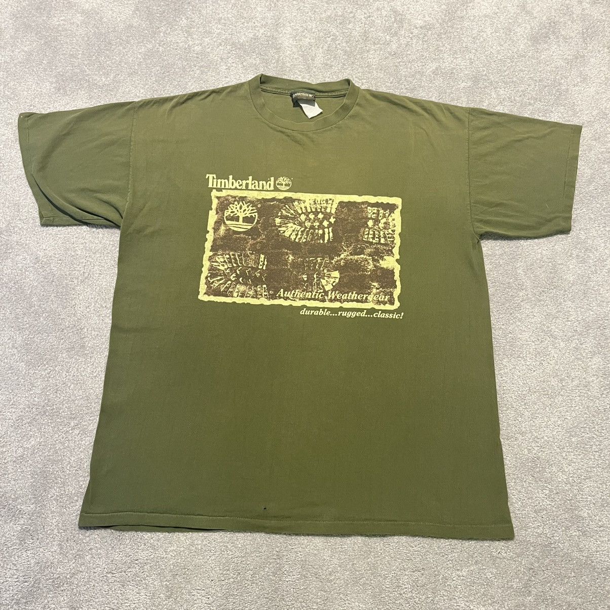 Timberland × Vintage Vintage 1990s Timberland Authentic Weathergear Boot Logo Tee Size US XL / EU 56 / 4 - 9 Thumbnail