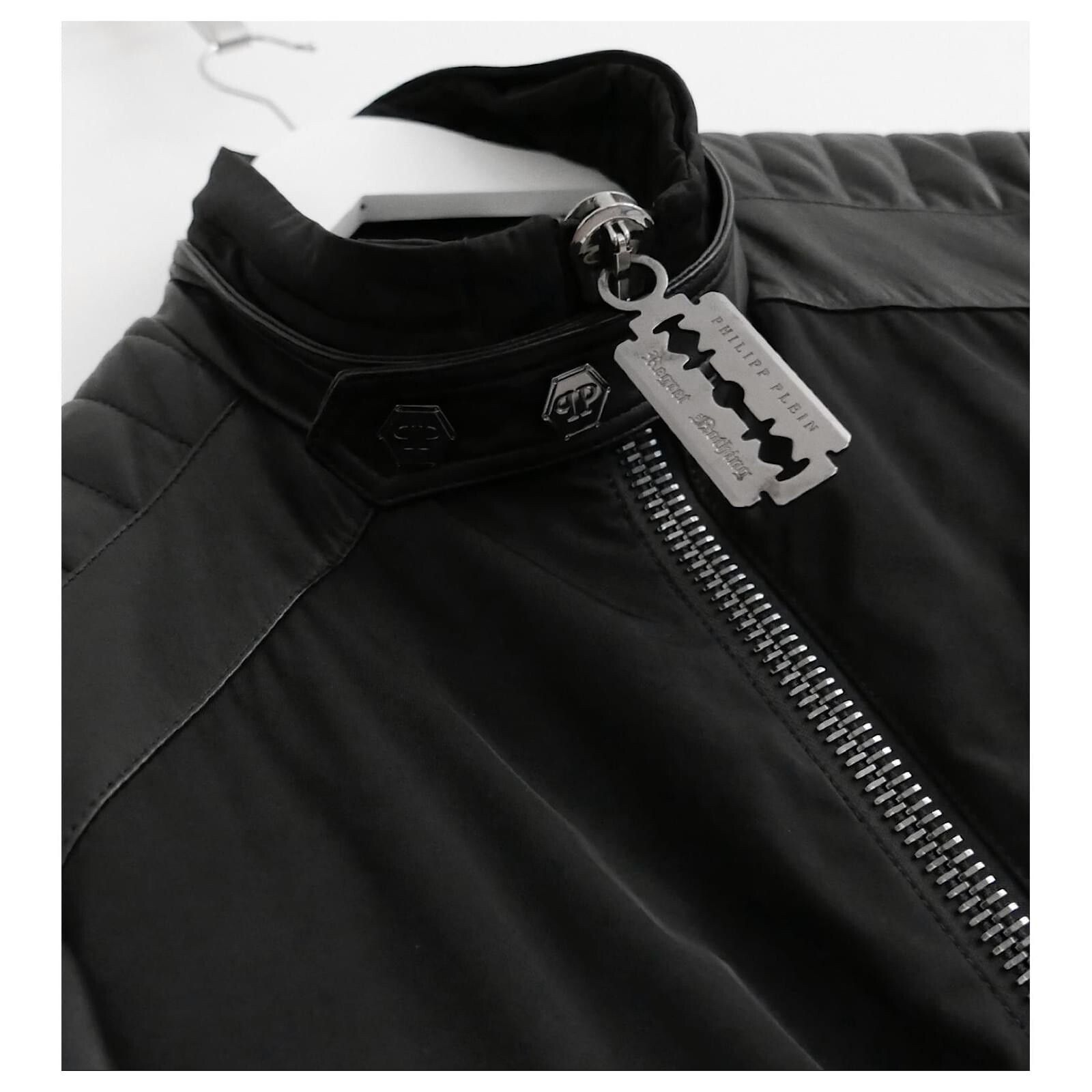 Philipp Plein Philipp Plein Nylon & Leather Biker Puffer Jacket Size US M / EU 48-50 / 2 - 4 Thumbnail