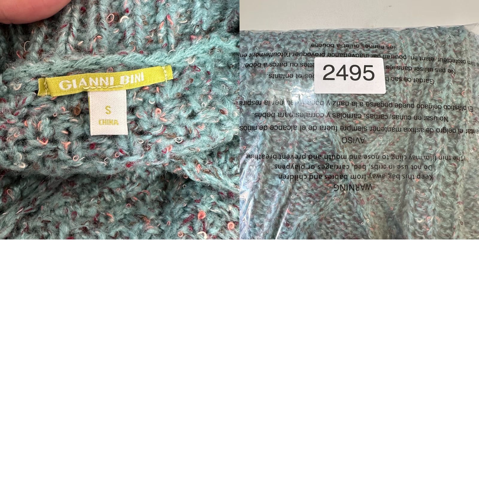 Vintage Gianni Bini Pullover Sweater Green Womens S Knit Crew Neck Long Sleeve Balloon Sleeve Casual Winter Size S / US 4 / IT 40 - 8 Thumbnail
