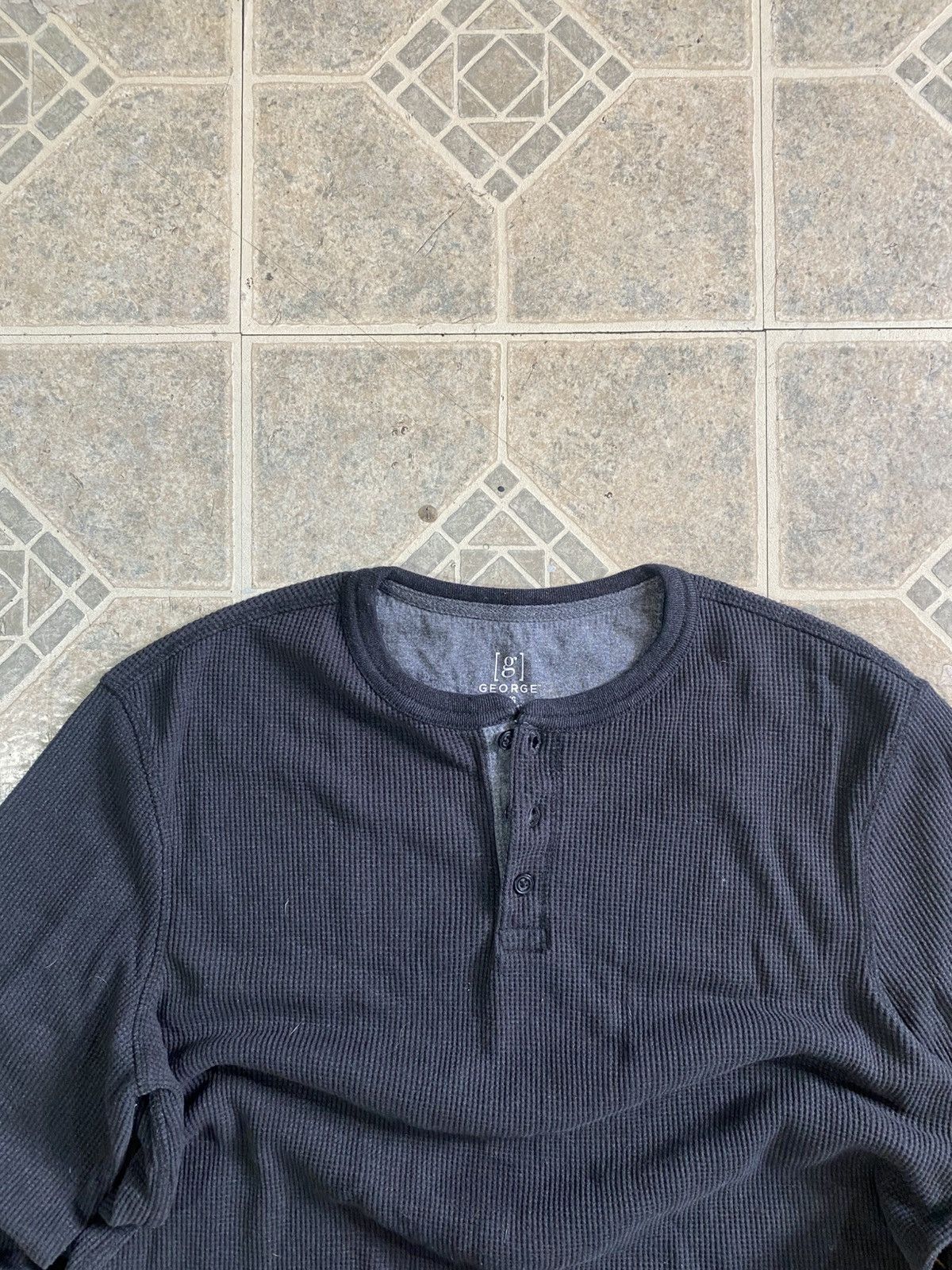 Other Vintage Y2K waffle knit thermal long sleeve Henley black Size US L / EU 52-54 / 3 - 2 Thumbnail
