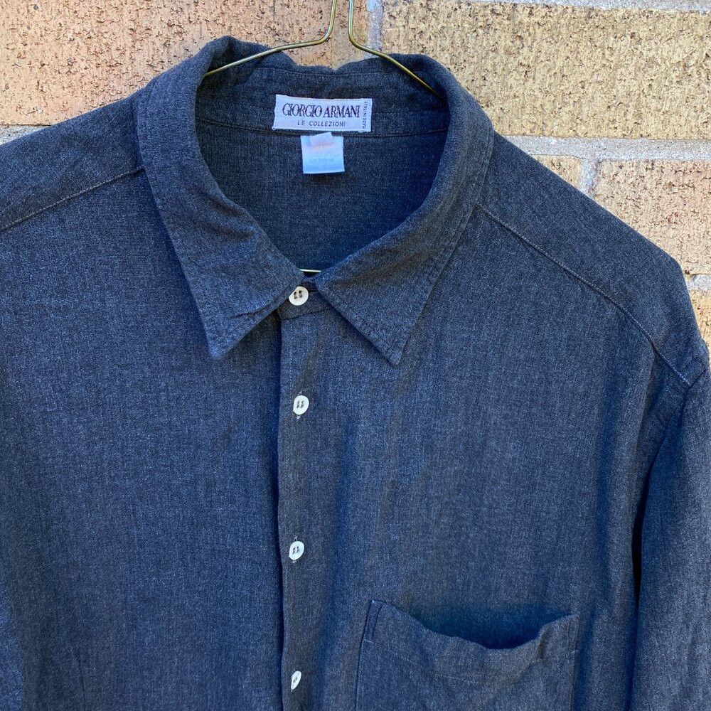 Armani × Giorgio Armani × Vintage Vintage 90s Giorgio Armani Soft Charcoal Button Up Shirt Si Size US L / EU 52-54 / 3 - 6 Thumbnail