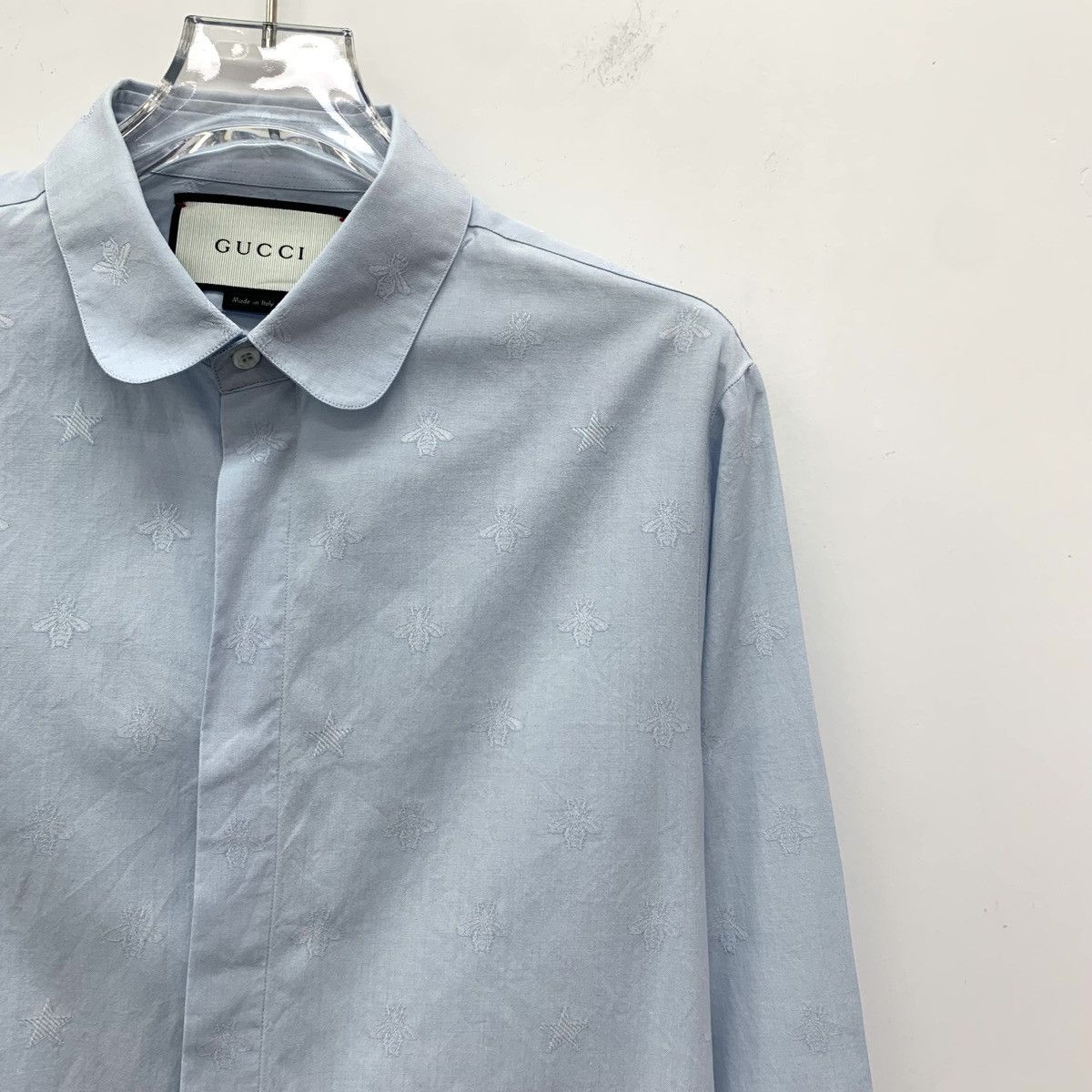 Gucci Gucci Light Blue Bee Embroidered Long Sleeve Shirt K26WX Size M / US 6-8 / IT 42-44 - 3 Thumbnail