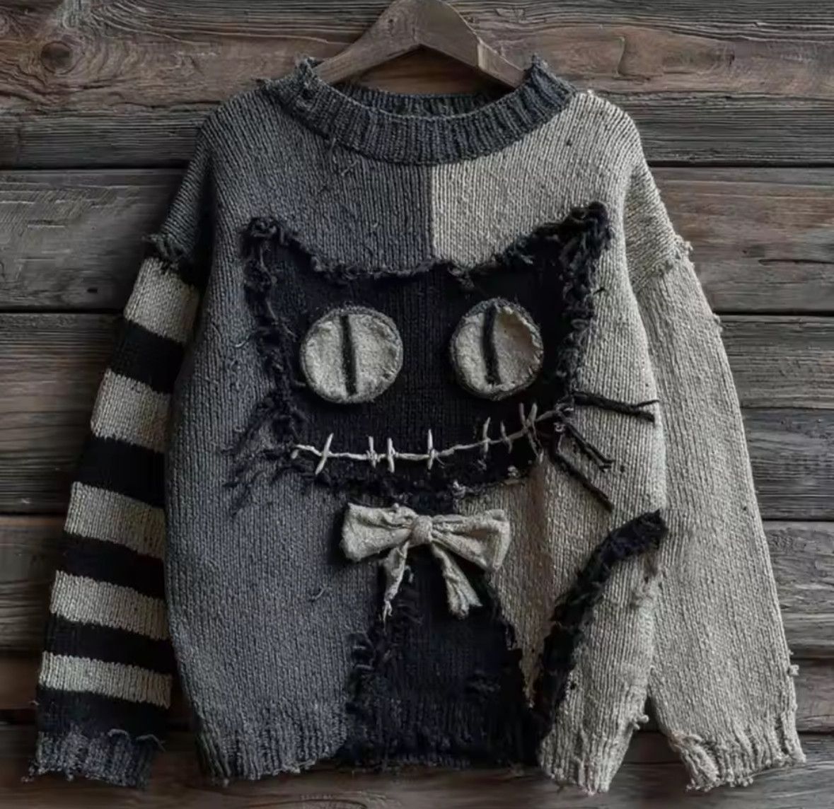Other Y2K Anime 3D Black Cat Patchwork Knit High Quality Sweater Size US L / EU 52-54 / 3 - 2 Thumbnail