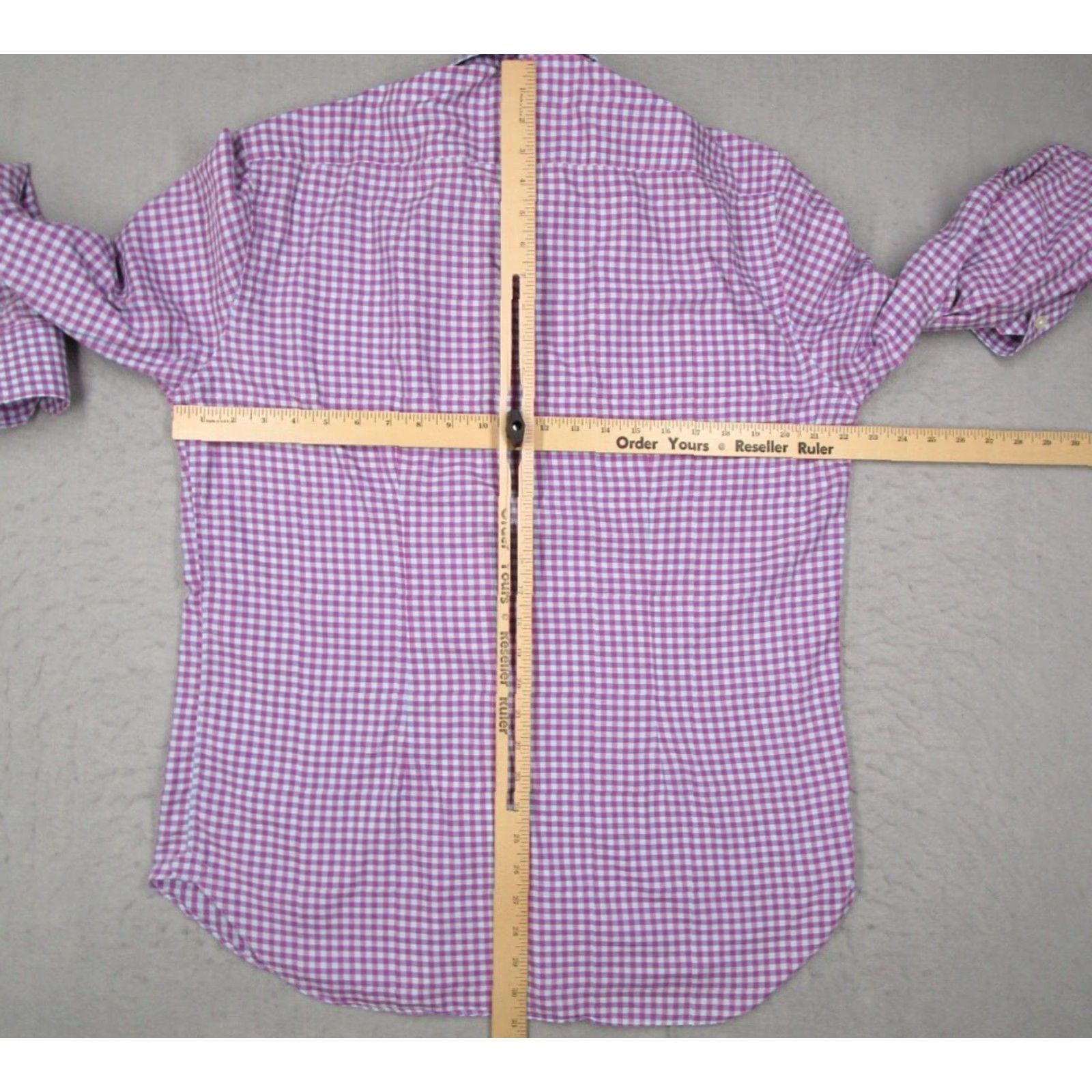 Vintage Culturata Dress Shirt Mens 16.5 42 Large Purple Check Tailored Button Up Work Size 42R - 6 Thumbnail