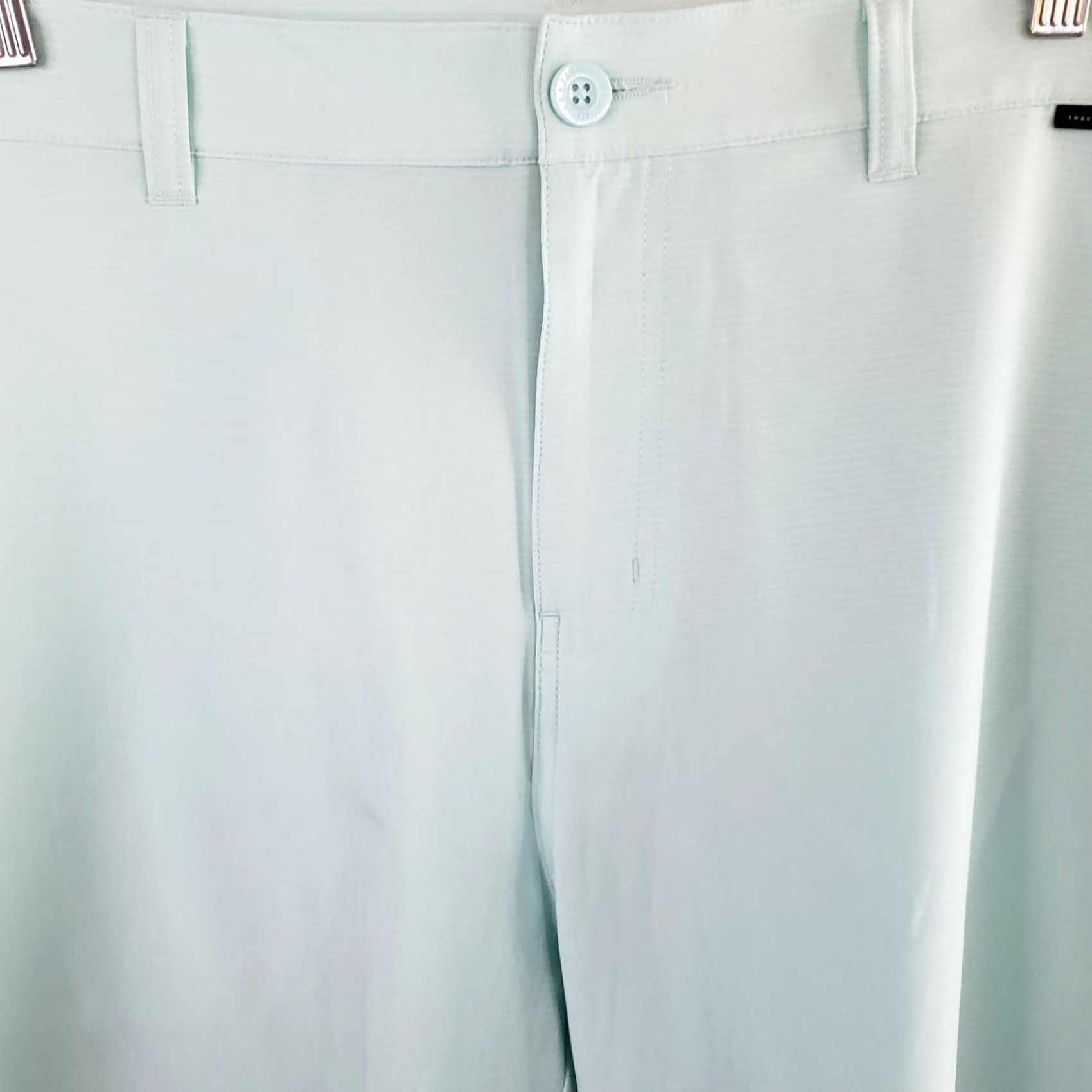 TravisMathew Travis Mathew Chino Shorts Mens 40x10 Aqua Blue Stretch Wrinkle Resistant Casual Travel Pockets Size US 40 / EU 56 - 3 Thumbnail