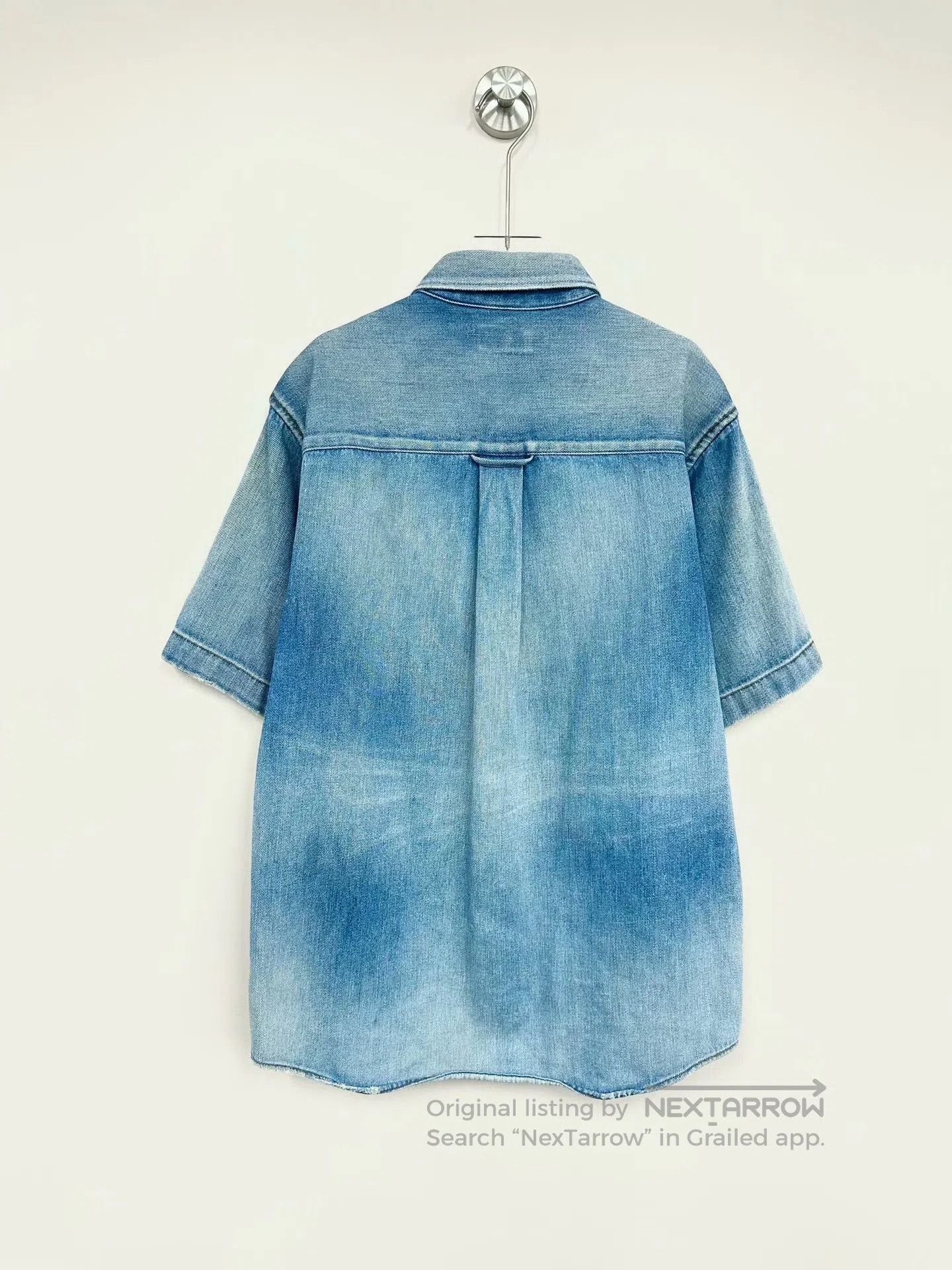 Balenciaga Balenciaga Blue Embroidery Letter Logo Denim Short Sleeve Size US XS / EU 42 / 0 - 2 Thumbnail