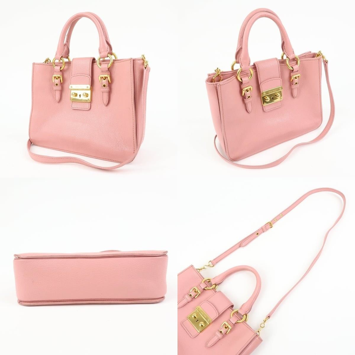 Miu Miu Miu Miu Madras Leather Shoulder Bag Pink Size ONE SIZE - 3 Thumbnail