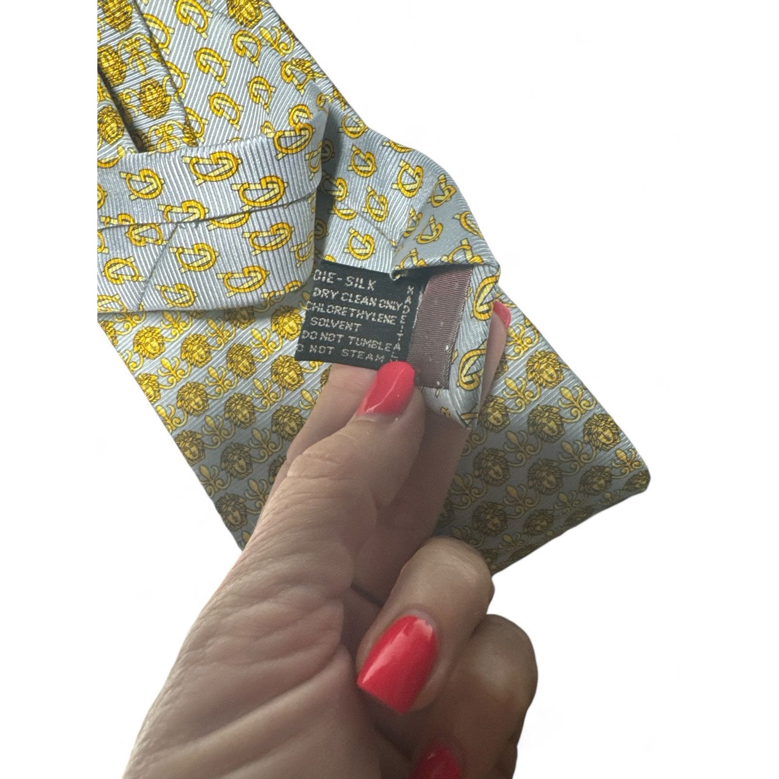 Versace Versace Men’s 60" Tie 100% Silk Gold Gray Medusa Size ONE SIZE - 6 Thumbnail