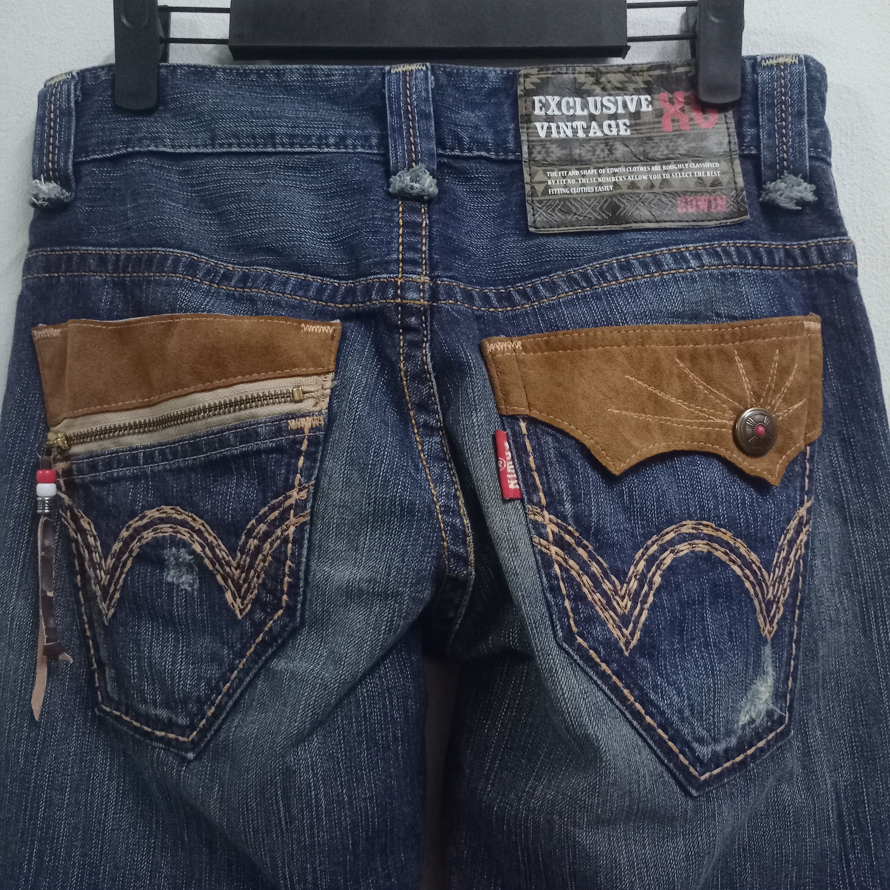 Edwin Exclusive Vintage Edwin XV Blue Wash Distressed Loose Jeans Size US 30 / EU 46 - 6 Thumbnail