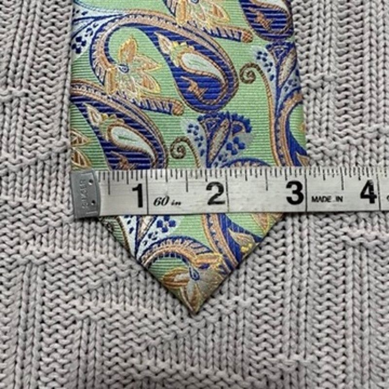 Bachrach Bachrach blue and green metallic paisley silk tie Size ONE SIZE - 5 Thumbnail