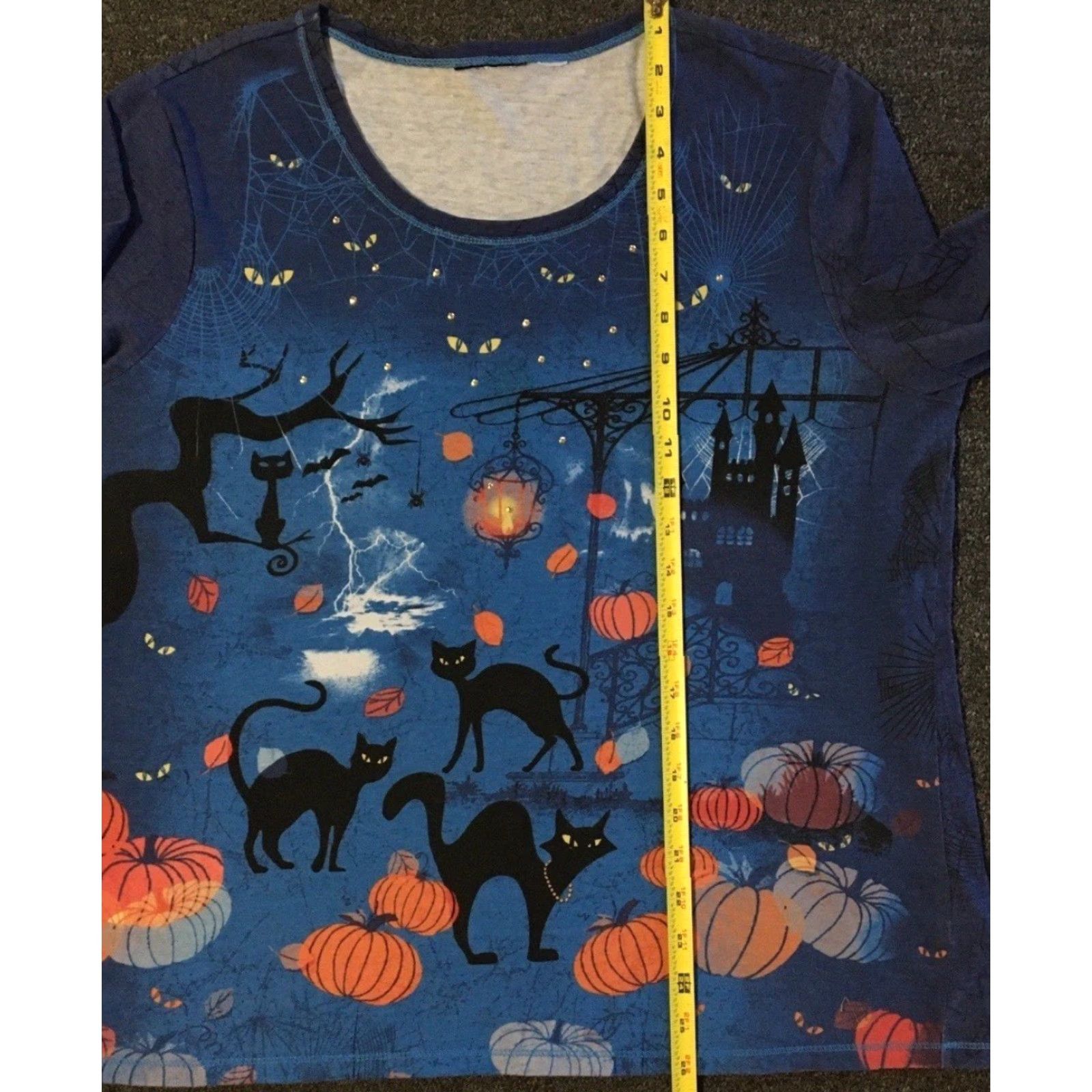 Vintage Vtg 90s Black Cat AOP Spider Web Shirt L Halloween Goth Emo Biker Grunge Y2K Shirt Women Size L / US 10 / IT 46 - 6 Thumbnail