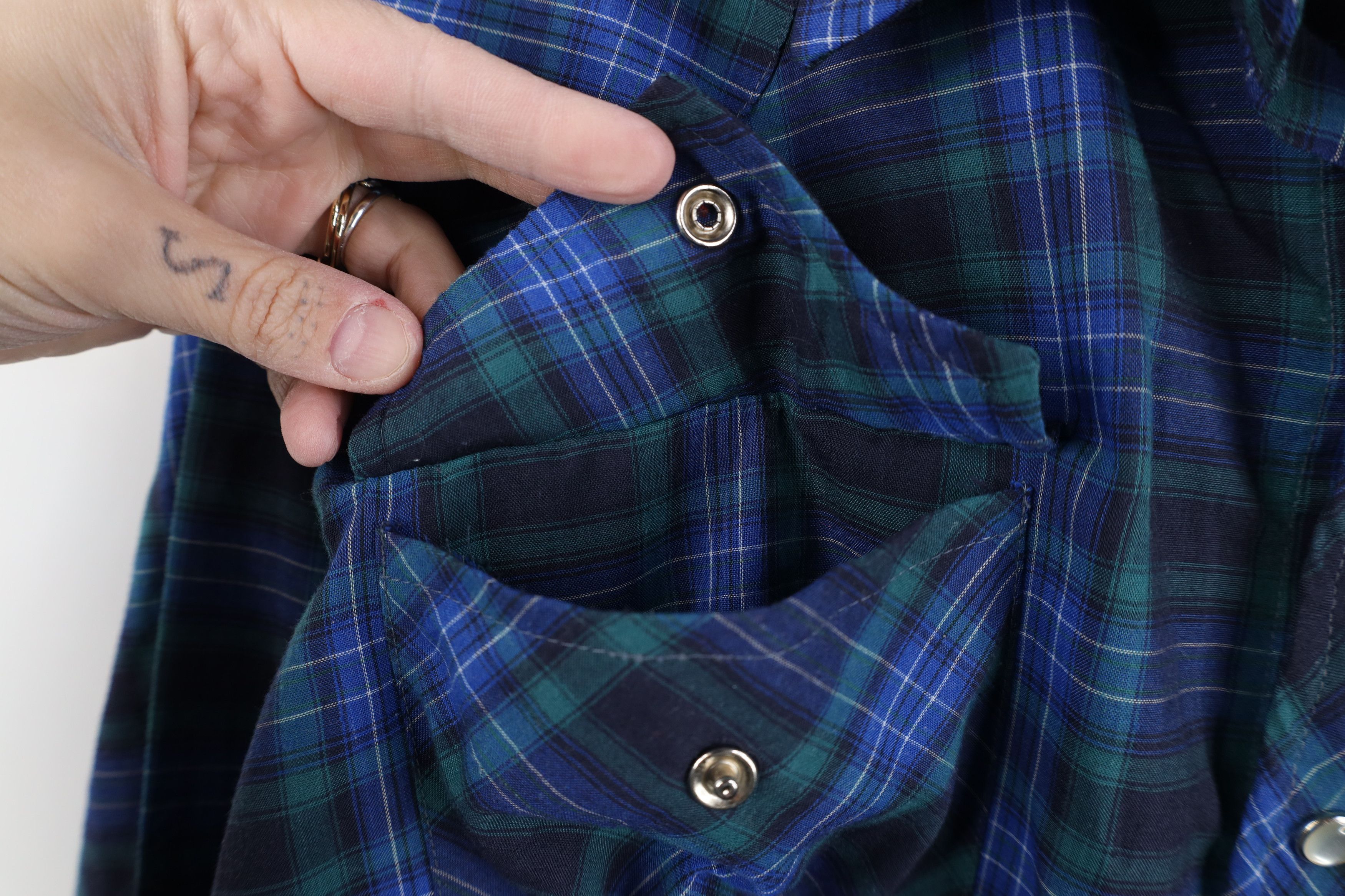 Vintage Vintage 90s Streetwear Rodeo Cowboy Snap Button Shirt Plaid Size US XL / EU 56 / 4 - 8 Thumbnail