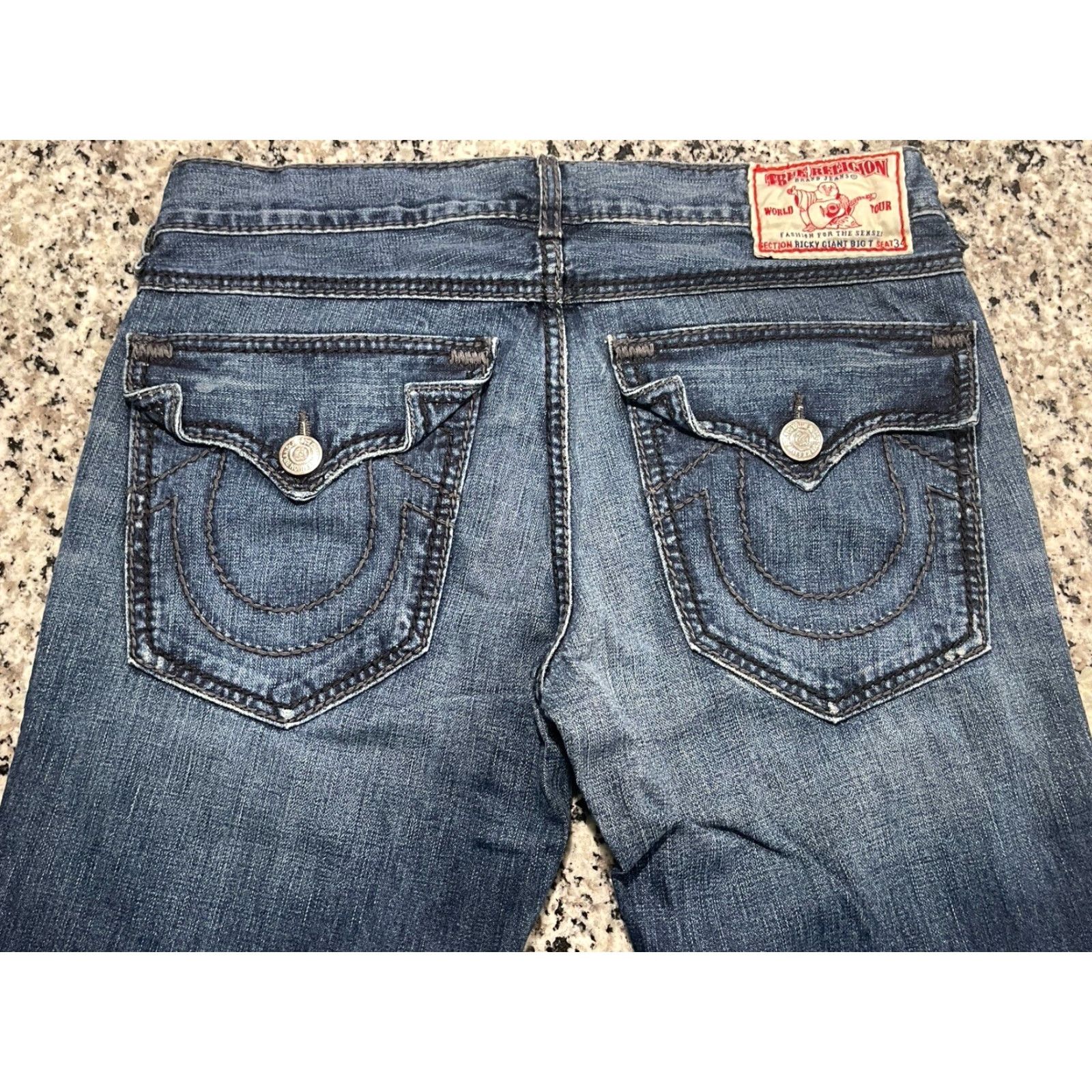True Religion VINTAGE True Religion Jeans Mens 36x32 Blue Denim Ricky Giant Big T Made In USA Main Selling Point: Brand/Classic Size US 36 / EU 52 - 6 Thumbnail