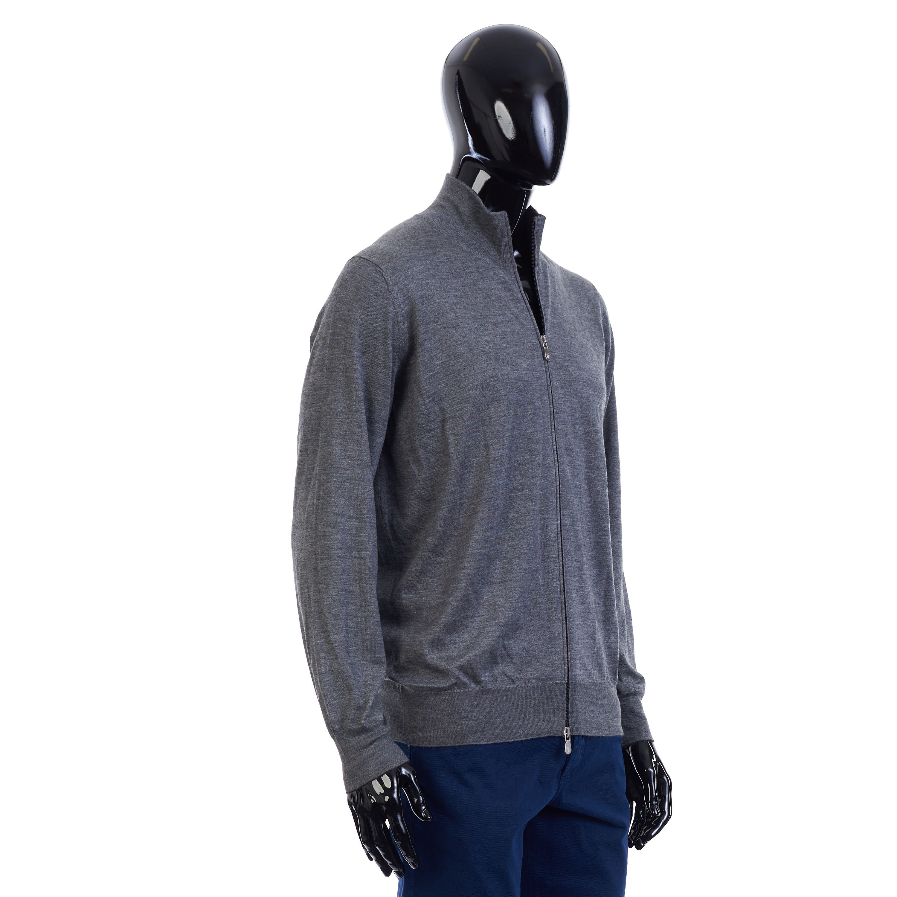 Brunello Cucinelli Dark Gray Full Zip Up Sweater - Lightweight Cashmere & Silk Size US M / EU 48-50 / 2 - 8 Thumbnail
