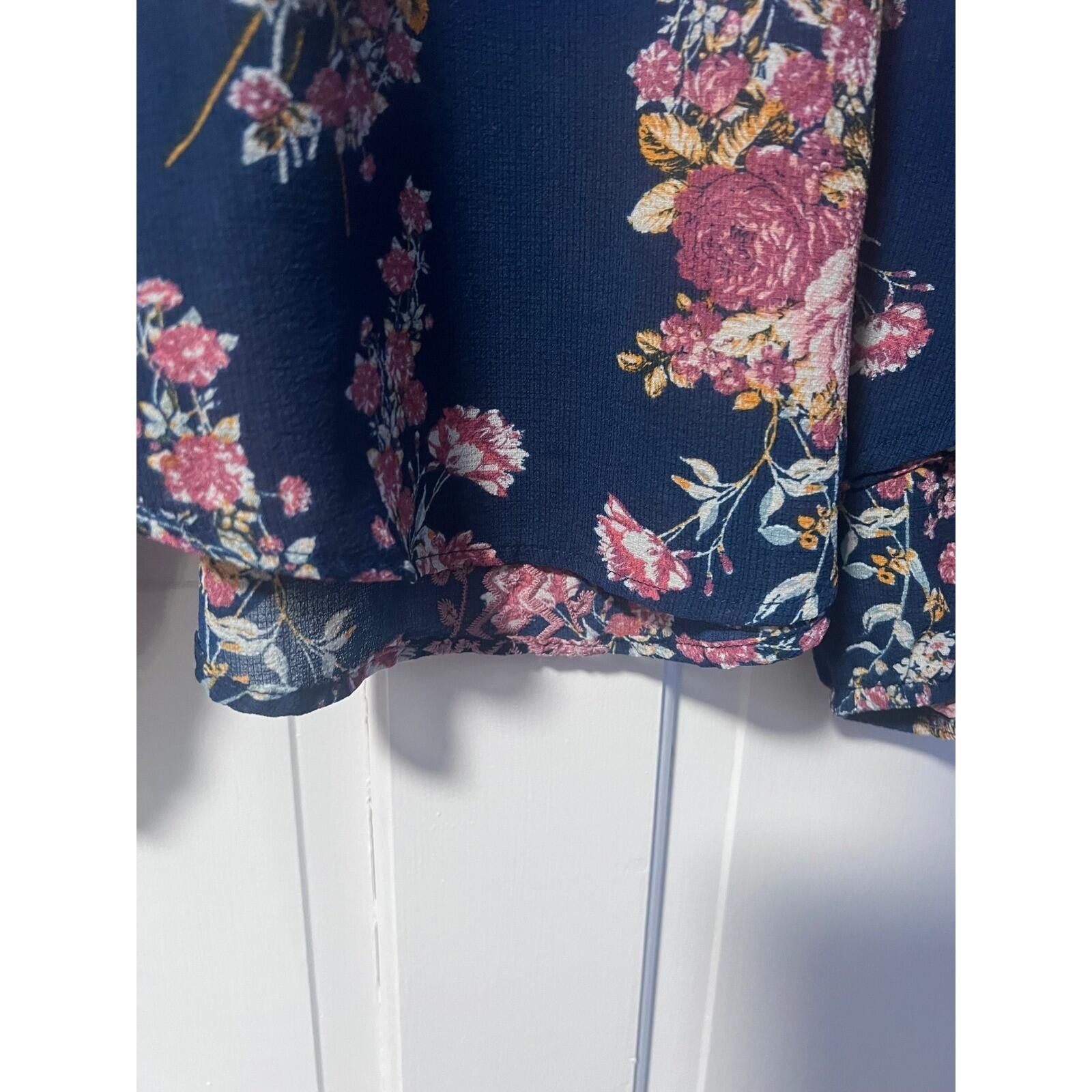 Reindee Lusion Rewind Floral Cold Shoulder Top Womens XL Navy Blue Exc Boho Size XL / US 12-14 / IT 48-50 - 7 Thumbnail