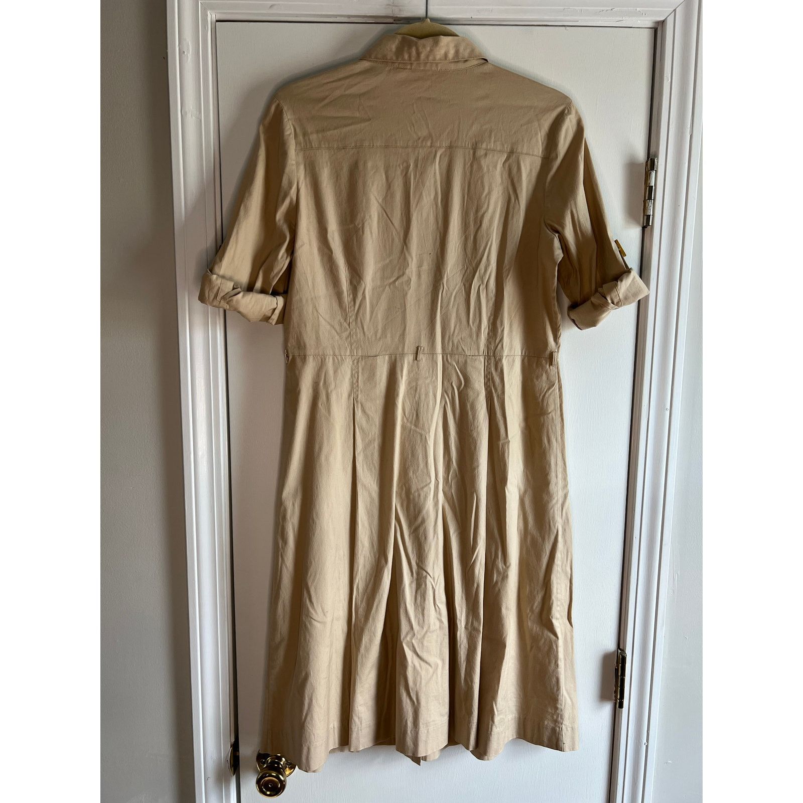 Tory Burch Tory Burch Khaki Tan Short Sleeve Button Down Dress Sz 6 Size M / US 6-8 / IT 42-44 - 5 Thumbnail