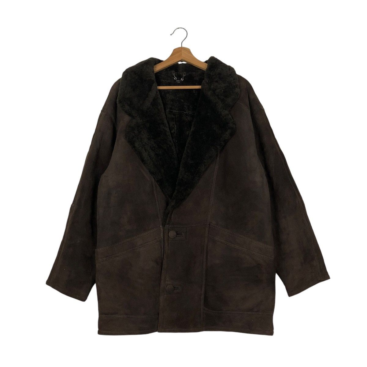 Vintage 🔥VINTAGE SHEARLING LEATHER JACKET FUR BLANKET ITALY TEODEM Size US L / EU 52-54 / 3 - 3 Thumbnail