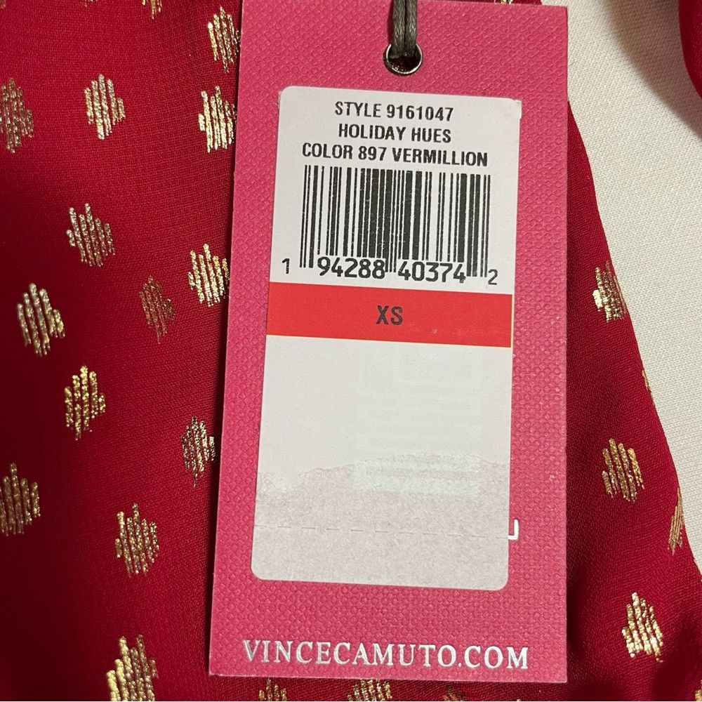 Vince Camuto NWT New Vince Camuto Red Off the Shoulder Foil Chiffon Blou Size XS / US 0-2 / IT 36-38 - 8 Thumbnail