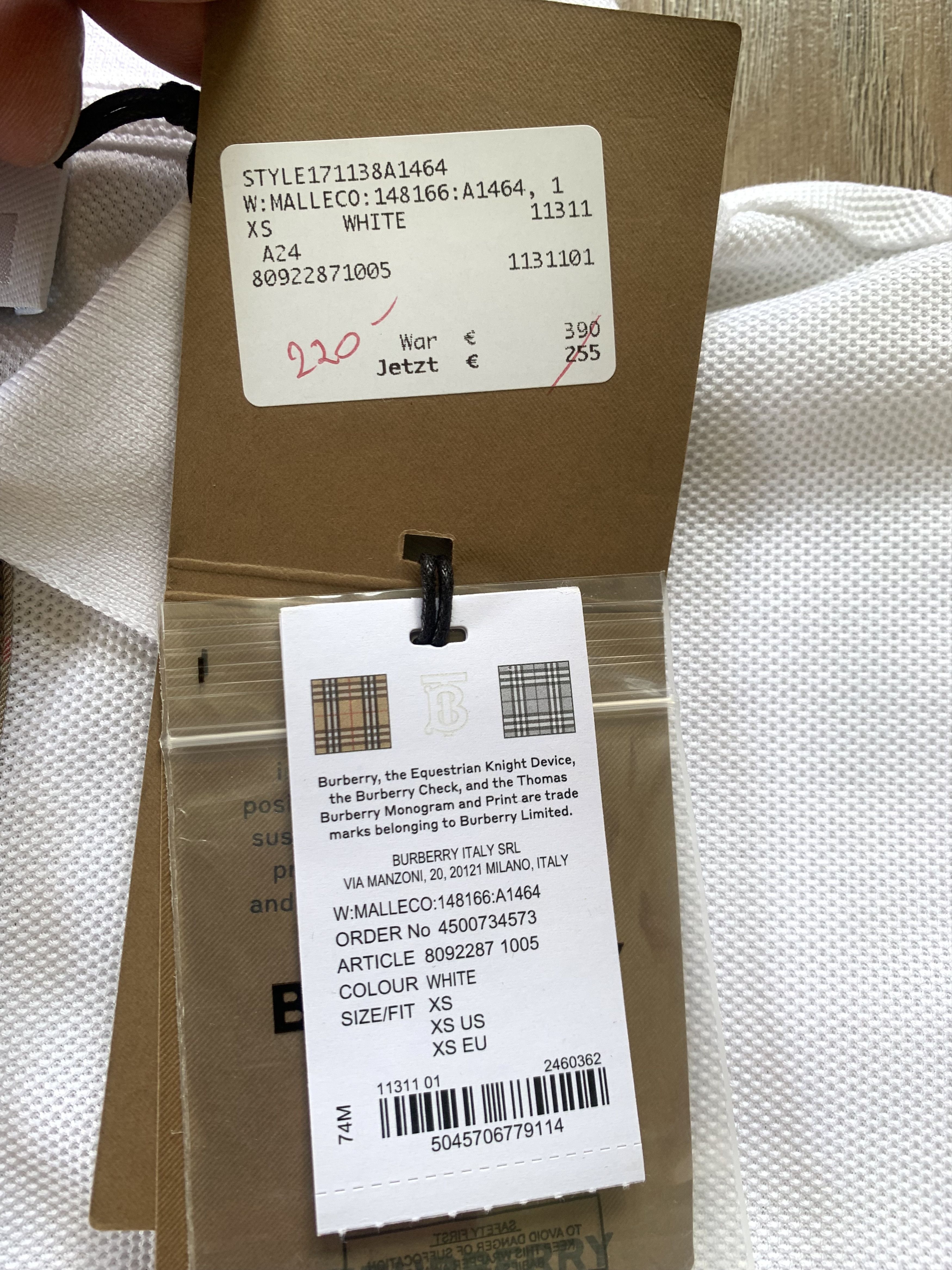 Burberry Burberry Malleco Womens White Cotton Polo Size XS / US 0-2 / IT 36-38 - 7 Thumbnail