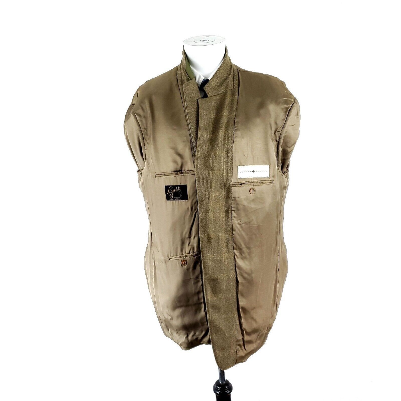 Joseph Abboud Joseph Abboud Lambswool 2 Button Sport Coat 44R Tan Herringb Size 44R - 9 Thumbnail