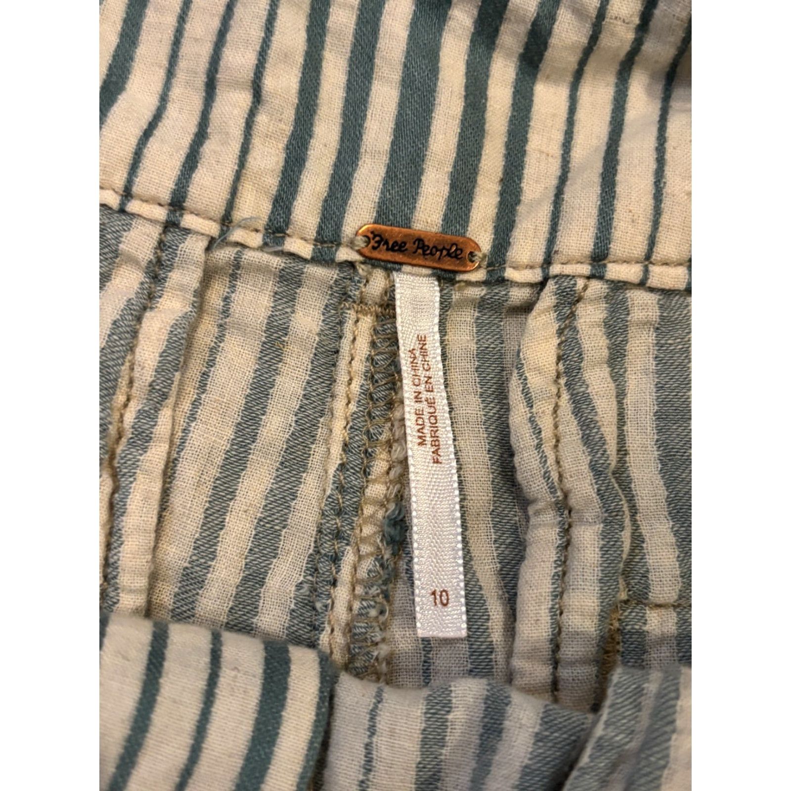 Free People Free People Shorts Womens 10 Multicolor Striped High Waisted Cuffed Belted Buttons Boho Bohemian Beachy Festival Summer Resort Vacation Womens Size 32" / US 10 / IT 46 - 2 Thumbnail