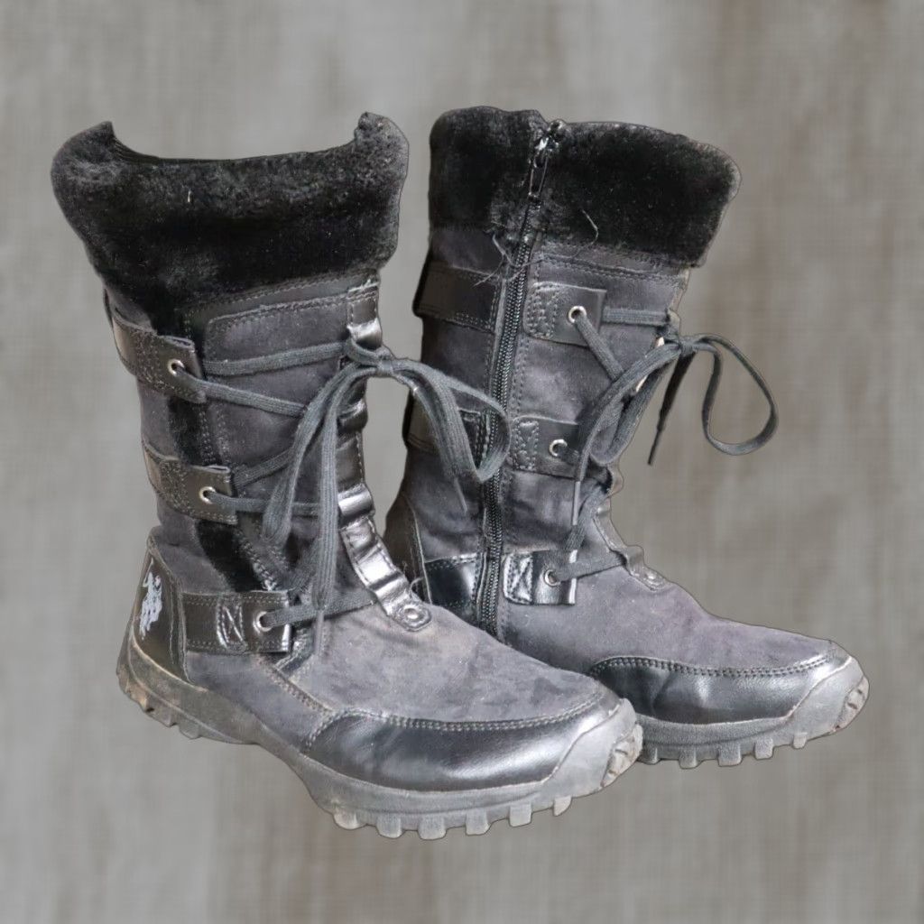 U.S. Polo Assn. US Polo Assn. Cascade Boots Women Size 8 Black Flax Fur Lined Ankle Winter Womens Size US 8 / IT 38 - 1 Thumbnail
