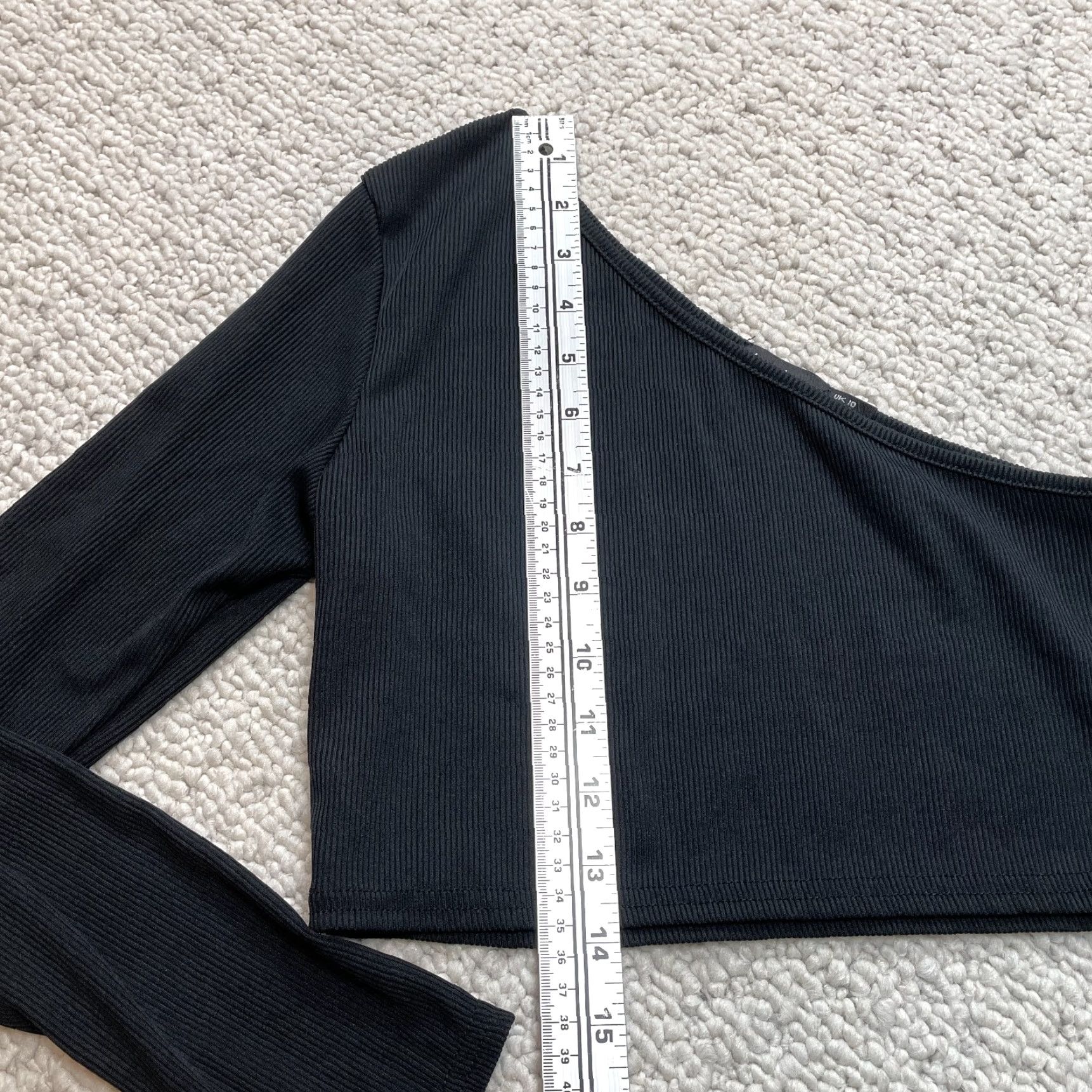 Boohoo VINTAGE Boohoo Cropped Top Womens 6 Ribbed Asymmetric One Sleeve Black Stretch Shirt Regular Size 6 Womens Girls Mens Size M / US 6-8 / IT 42-44 - 2 Thumbnail