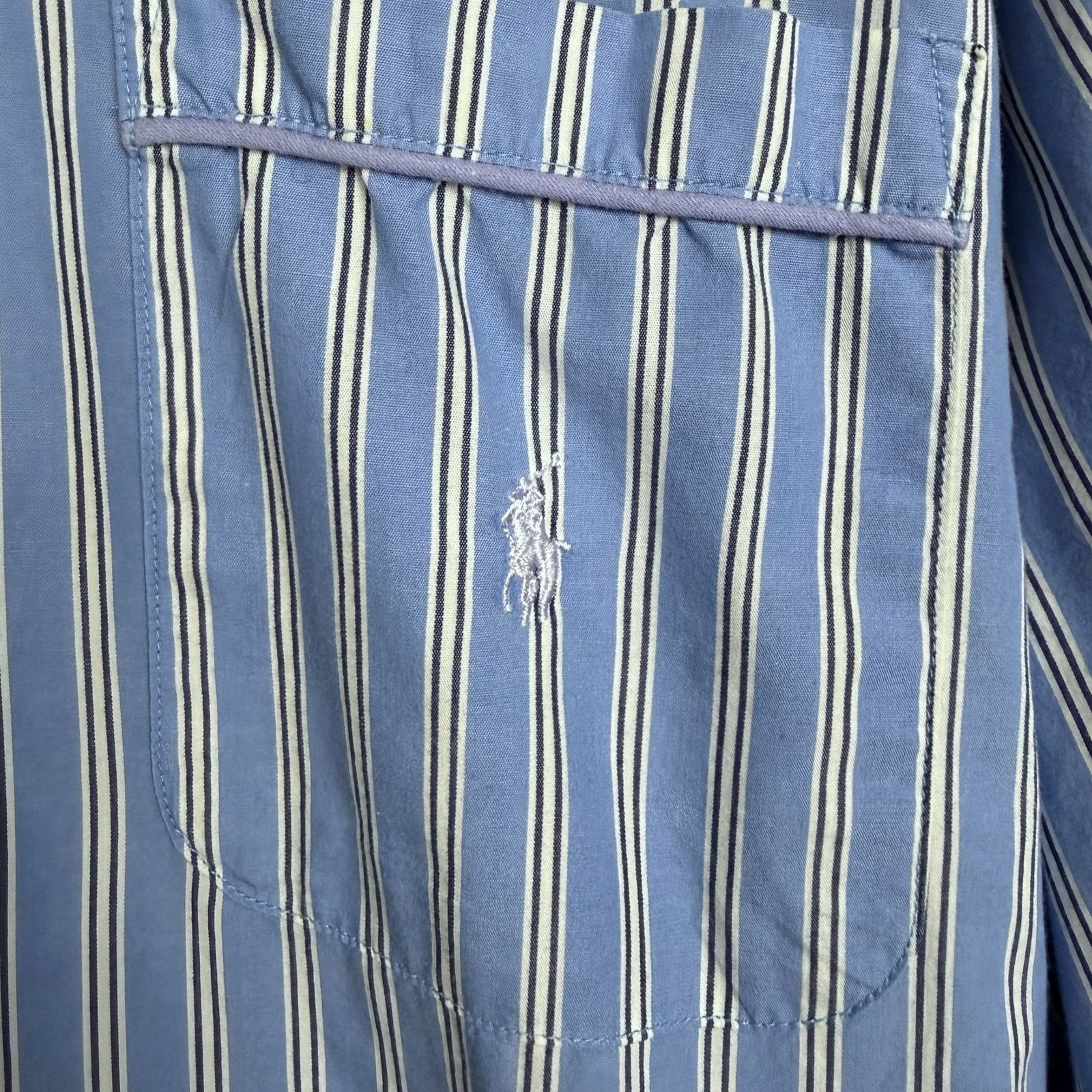 Polo Ralph Lauren Polo Ralph Lauren Mens S/M Blue White Striped Pajama Shirt Size ONE SIZE - 6 Thumbnail
