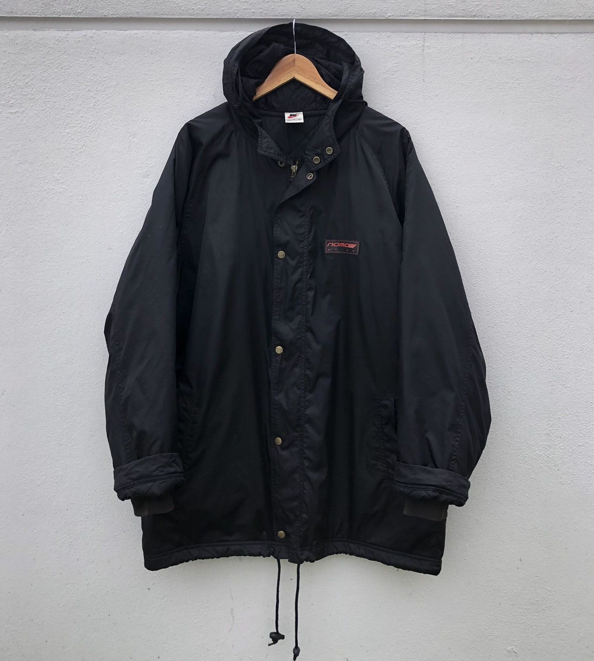 Nike Vintage NIKE NOMO Big Logo Lined Quilted Hoodie Coach Jacket Size US XL / EU 56 / 4 - 5 Thumbnail