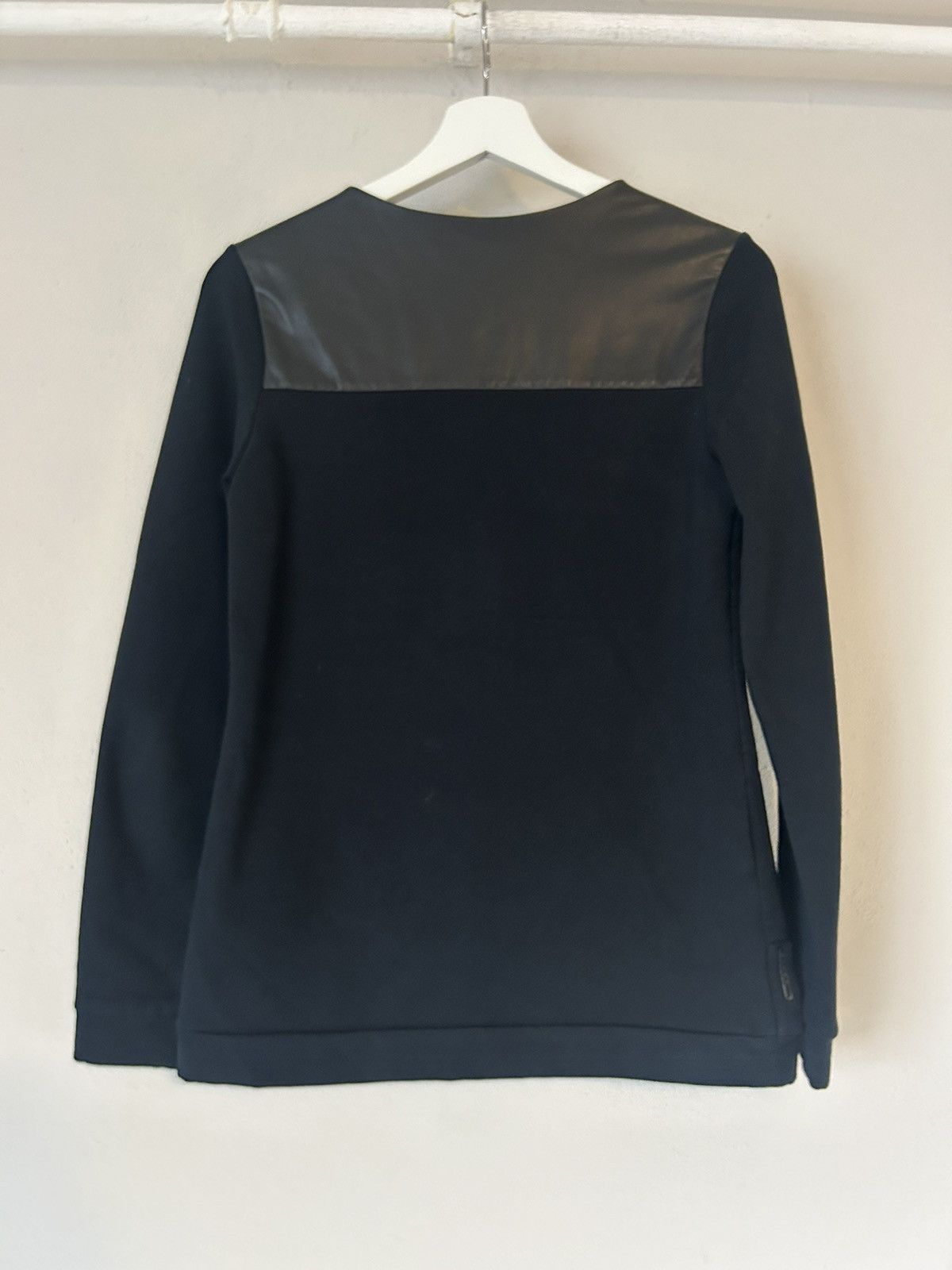 Prada Prada Leather-Trimmed Black Sweatshirt - Size S Size S / US 4 / IT 40 - 7 Thumbnail